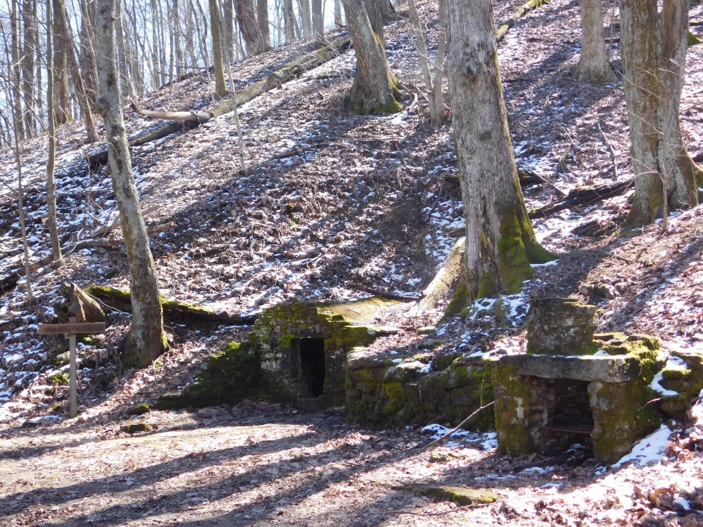 The spring house and a grill for cooking.