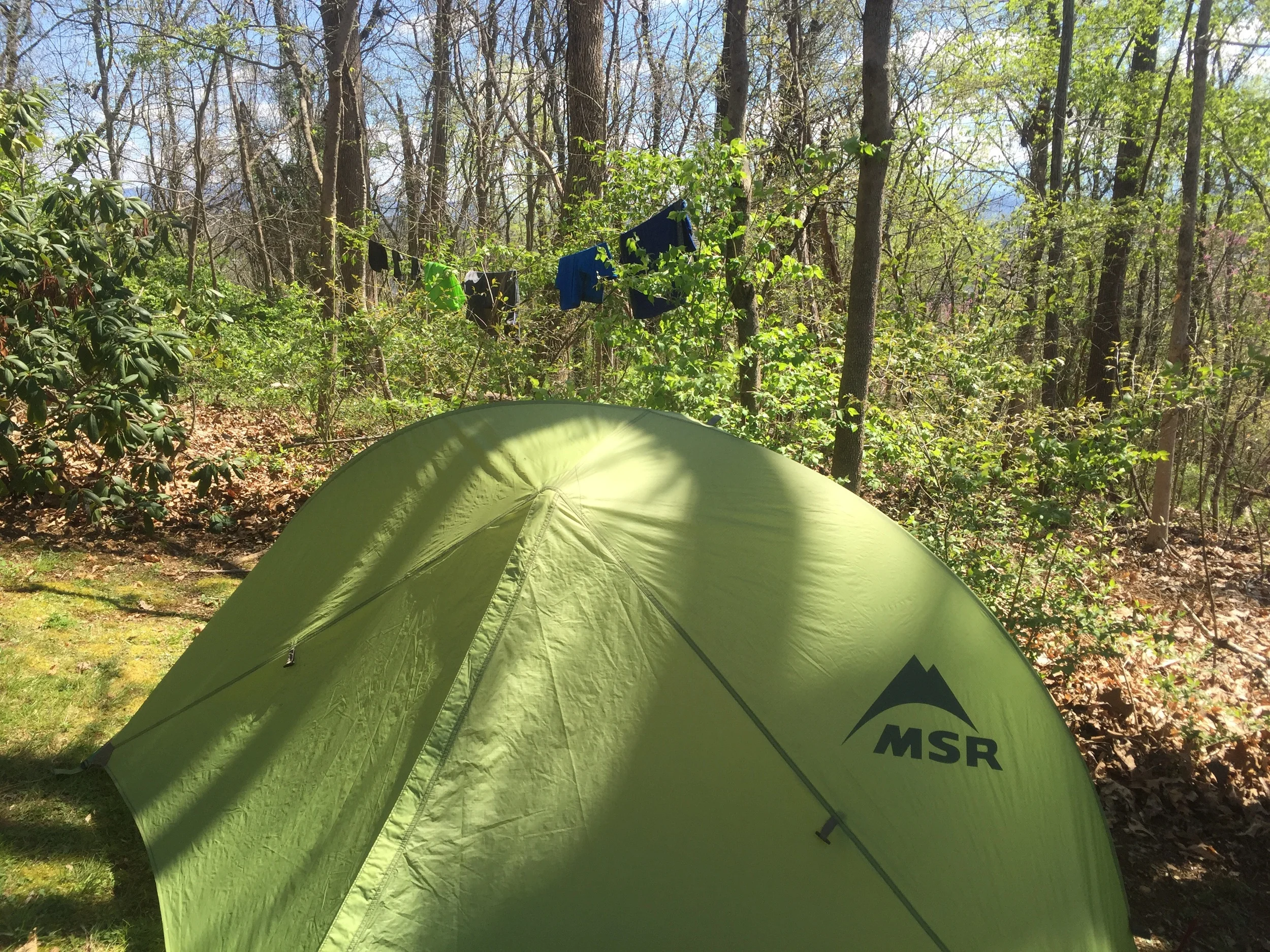 Laundry drying in camp.