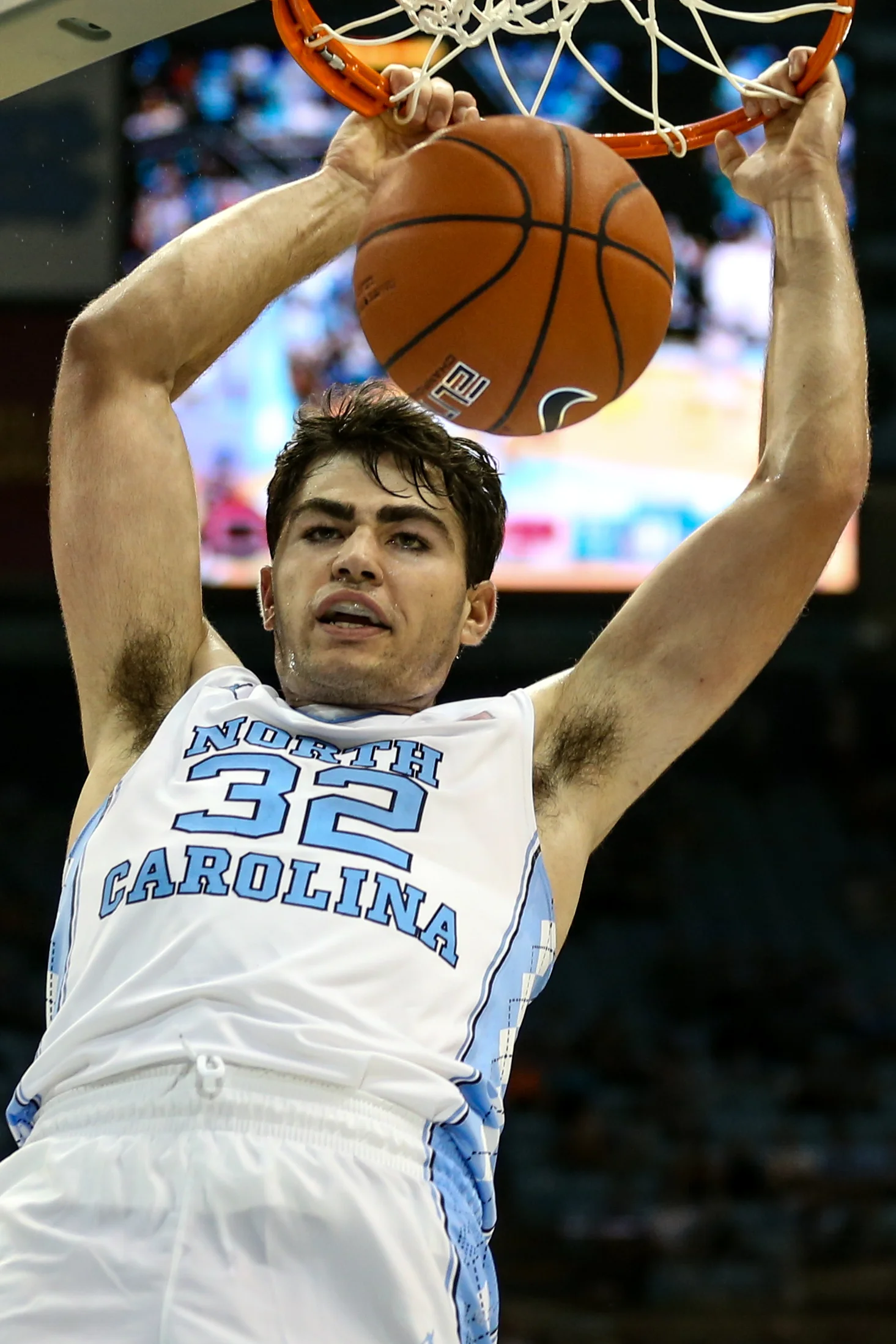 North Carolina's Luke Maye dunks against Guilford during their exhibition game at the Dean Smith Center on Friday, Nov. 6, 2015. UNC defeated Guilford 99-49.
