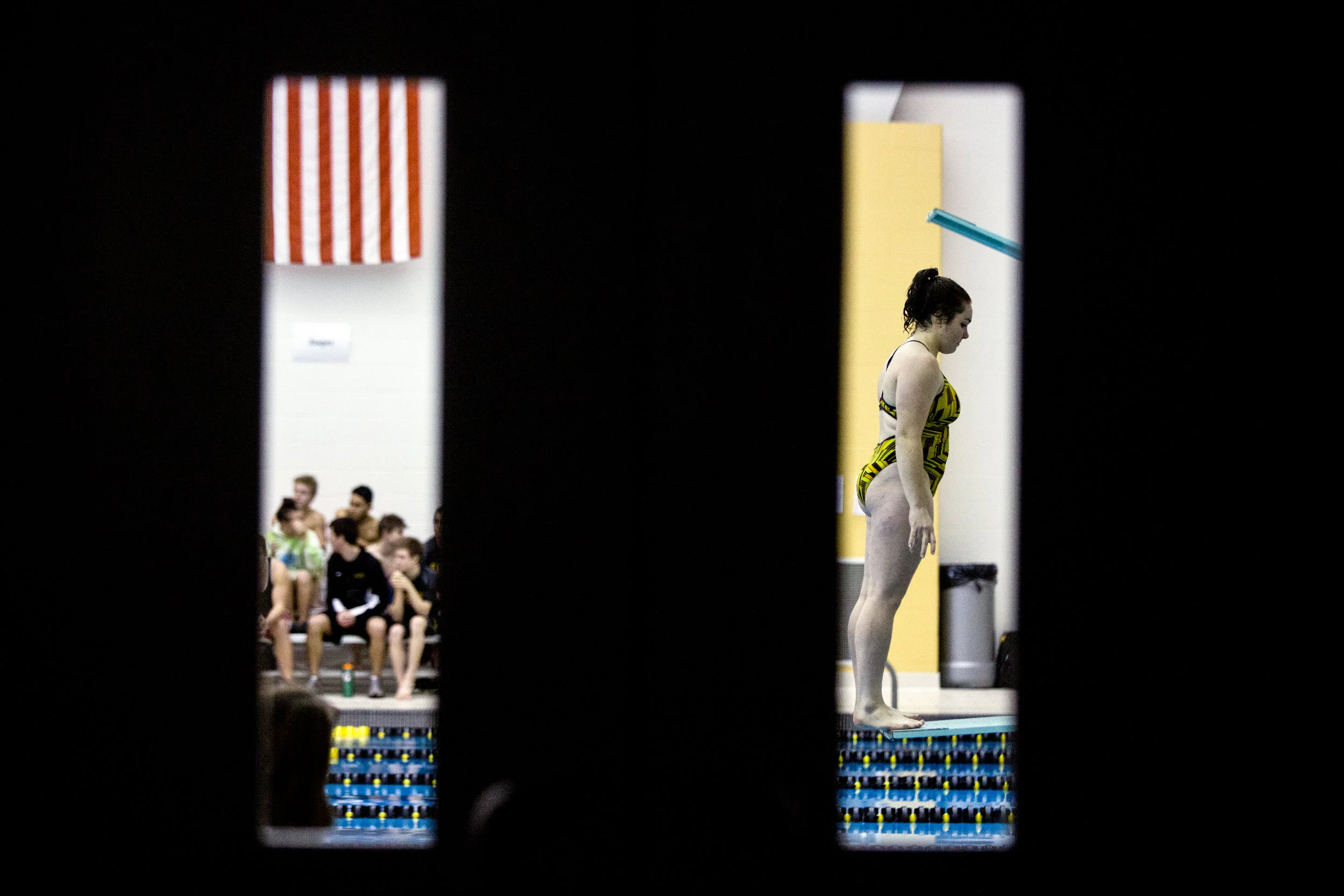 Jasper's Sarah Smith took a moment to focus before her dive during the swim meet against Southridge at Jasper High School on Tuesday evening in Jasper.