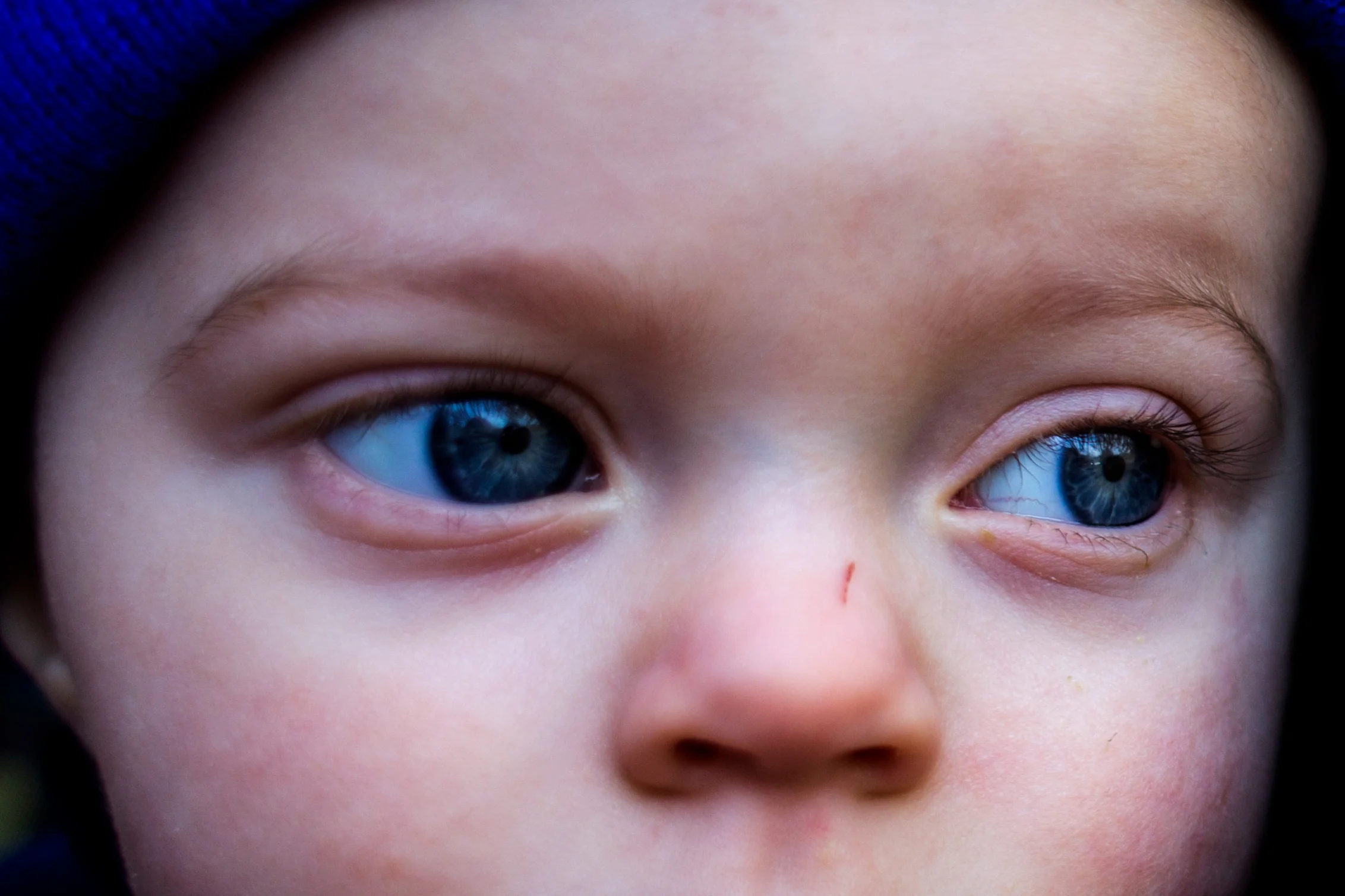 Stuart Welp of Ferdinand, 1, watched as people gathered under the shelters after completing a 2.5-mile hike during the Cabin Fever Hike at Ferdinand State Forest in Ferdinand. 
