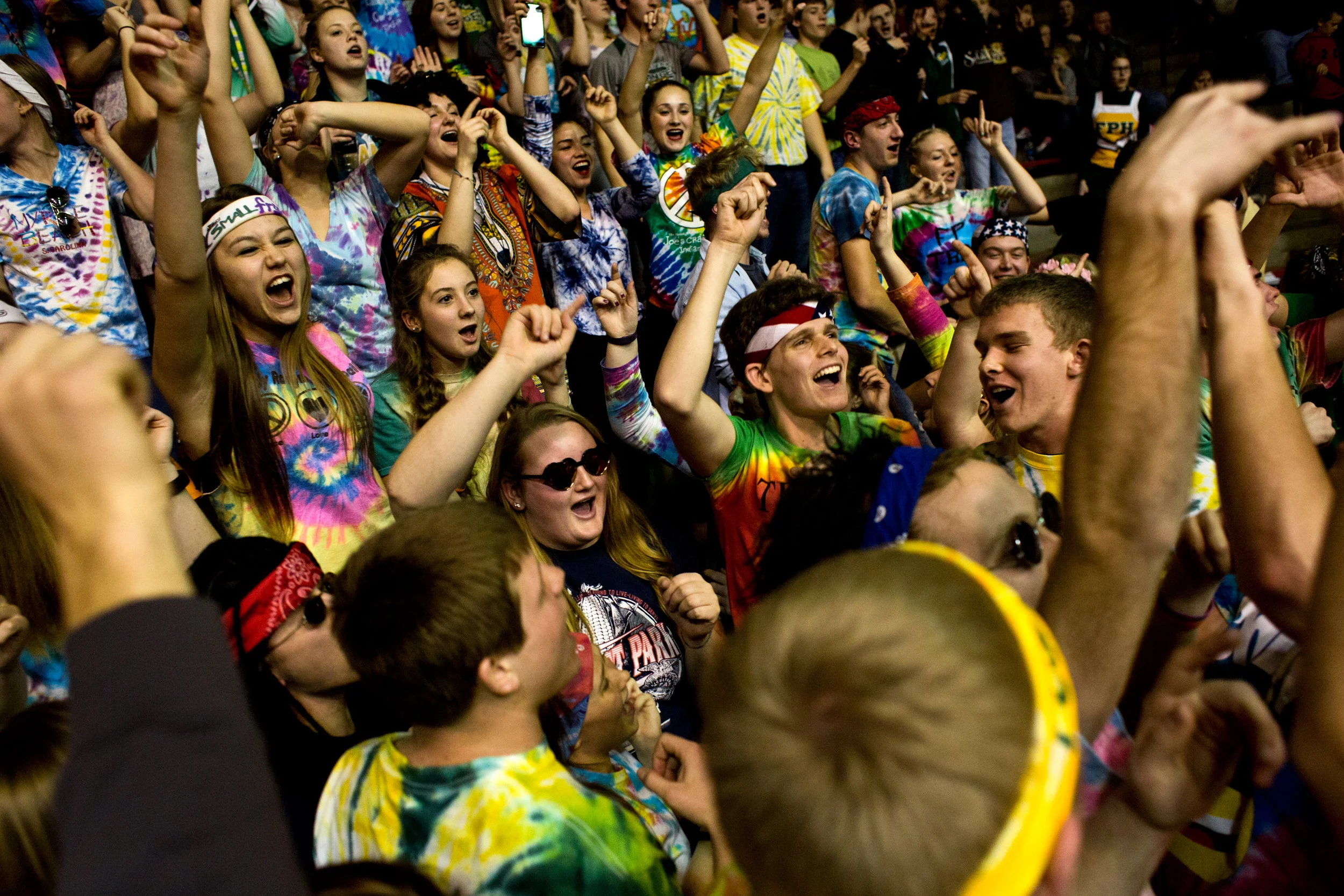 Forest Park's student section cheered on the Rangers during Friday night's Class 2A sectional semifinal at Memorial Gym in Huntingburg. Forest Park defeated Tell City 31-27.