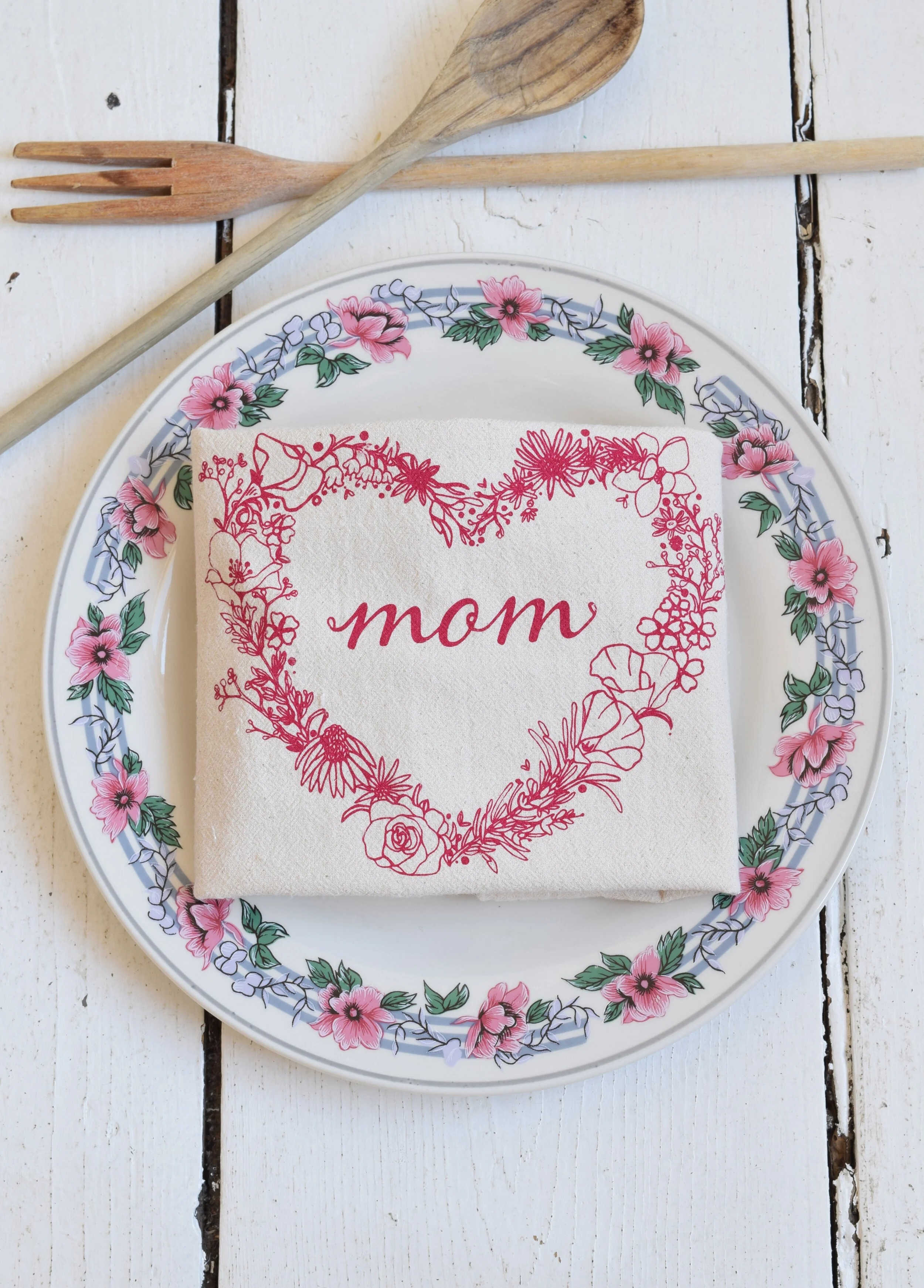 set of 4 organic Mother's Day napkins