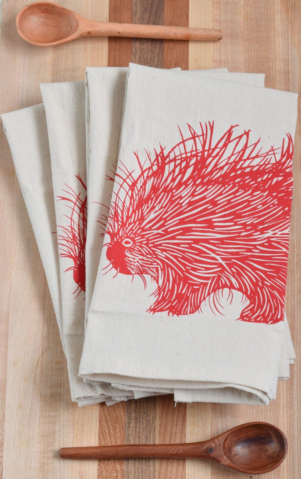 set of 4 organic porcupine cloth napkins in red — Hearth and Harrowset of 4  organic porcupine cloth napkins in red
