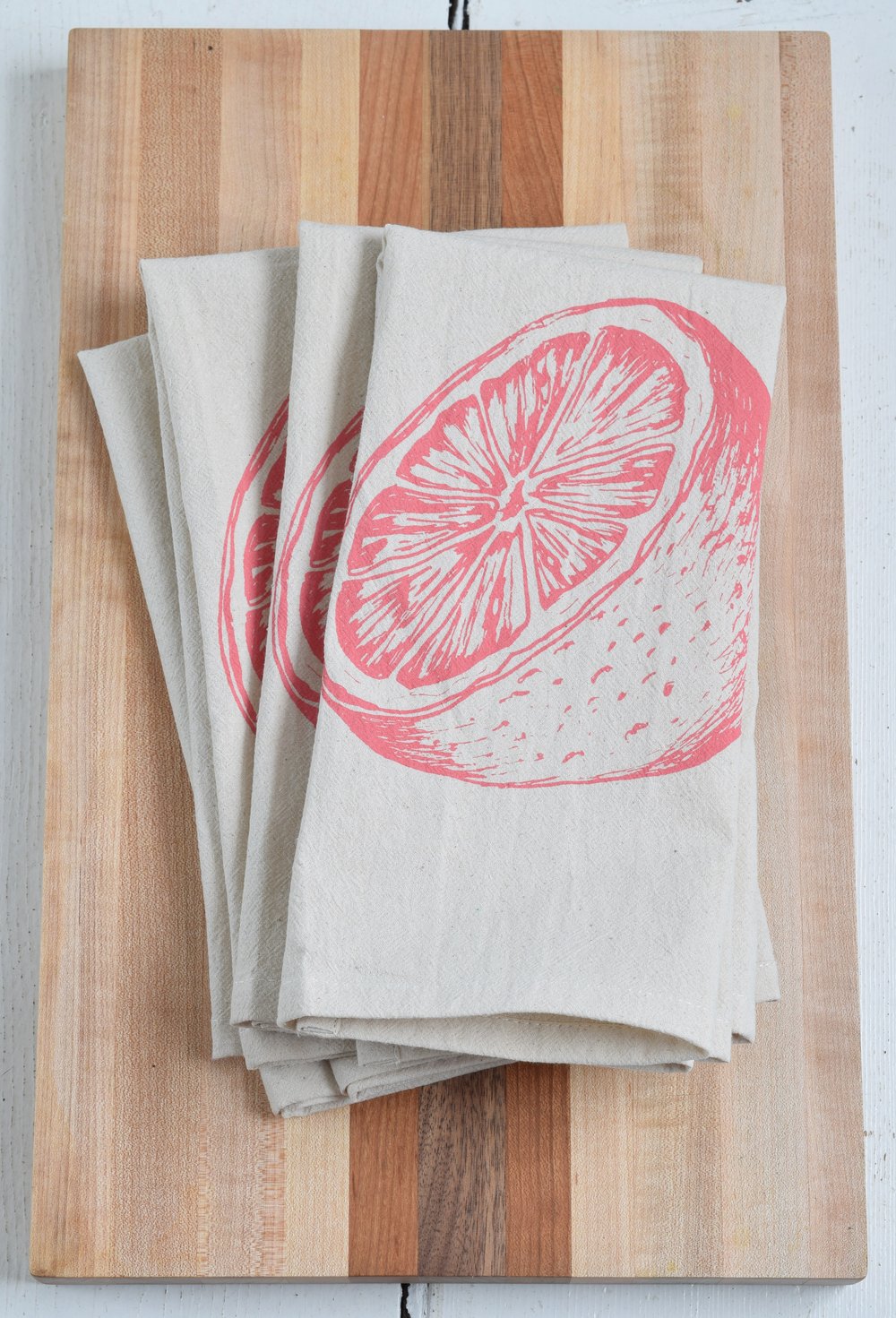 White Cotton Napkins with Pink and Red Trim