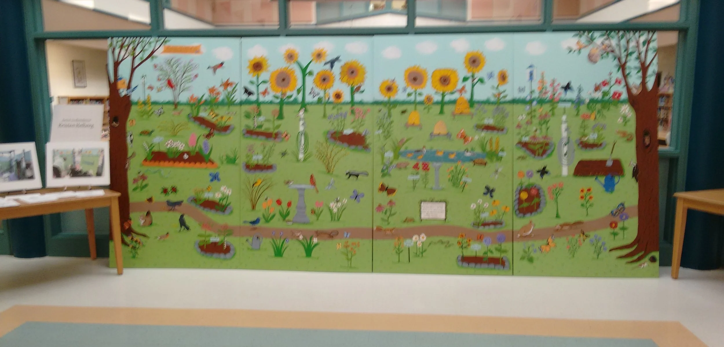 Butterfly Garden Mural on display in lobby