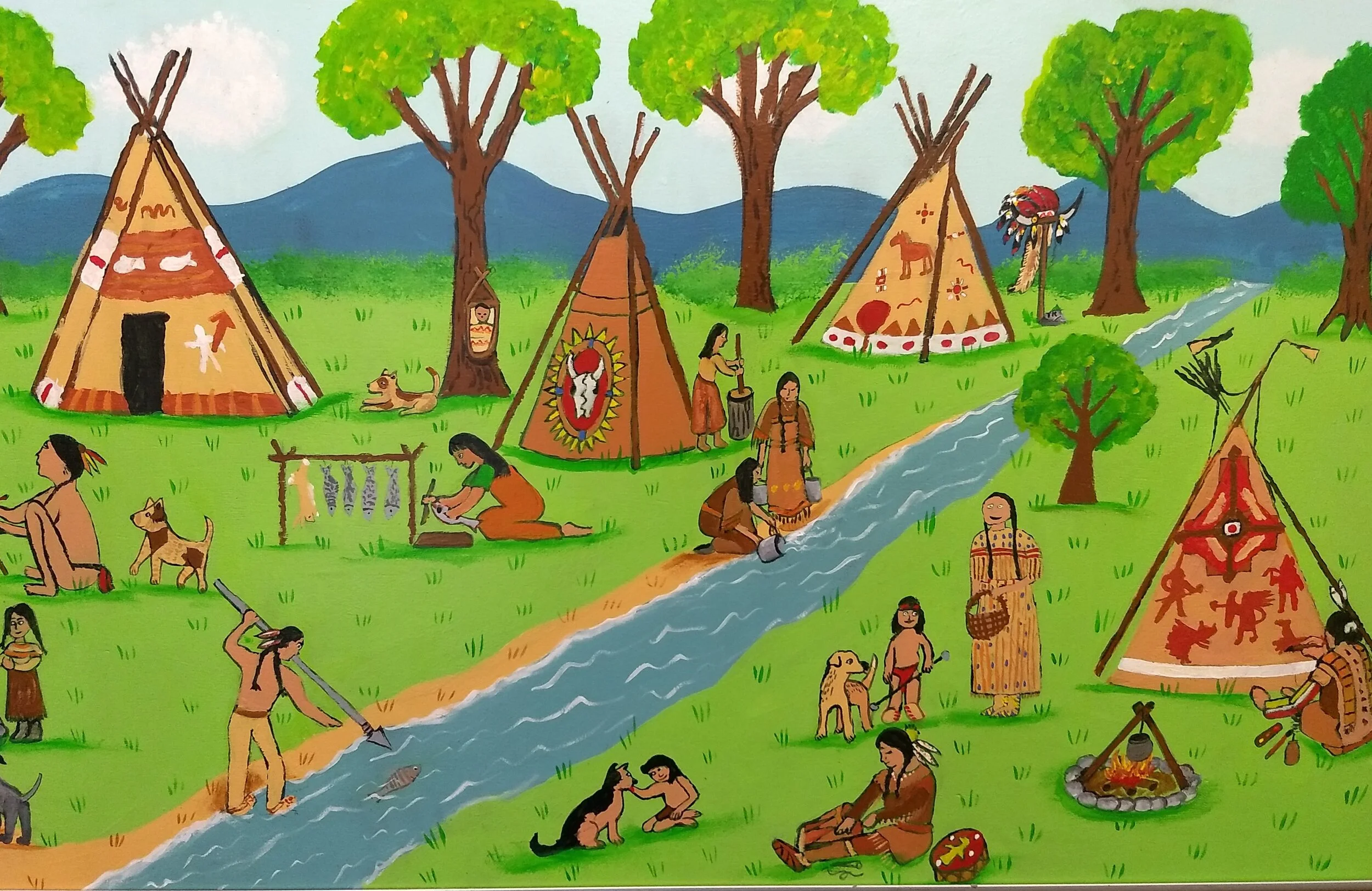 Plains Indians mural 2019 Resurrection St. Paul School