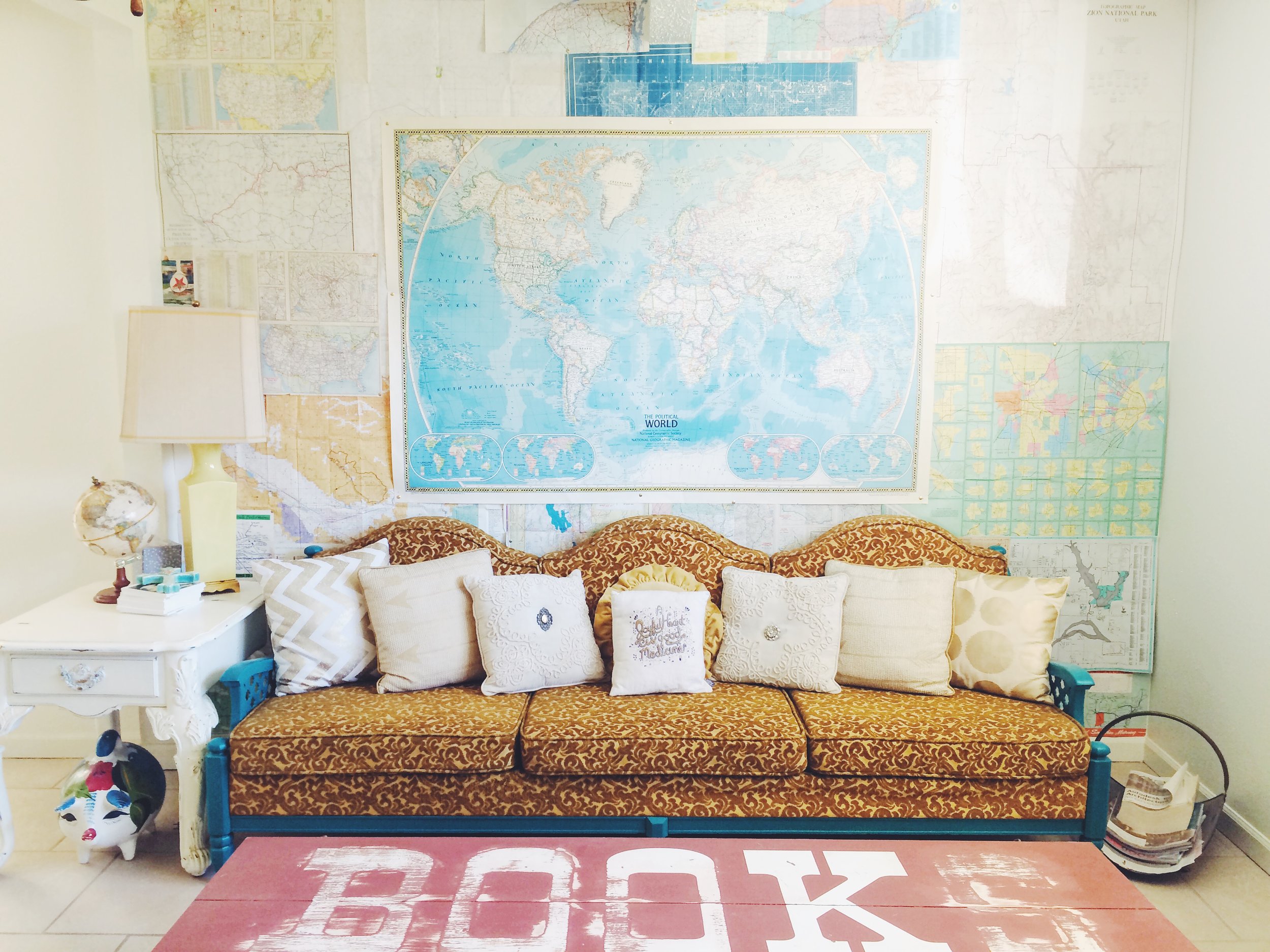 Vintage Map Wall Repurposed