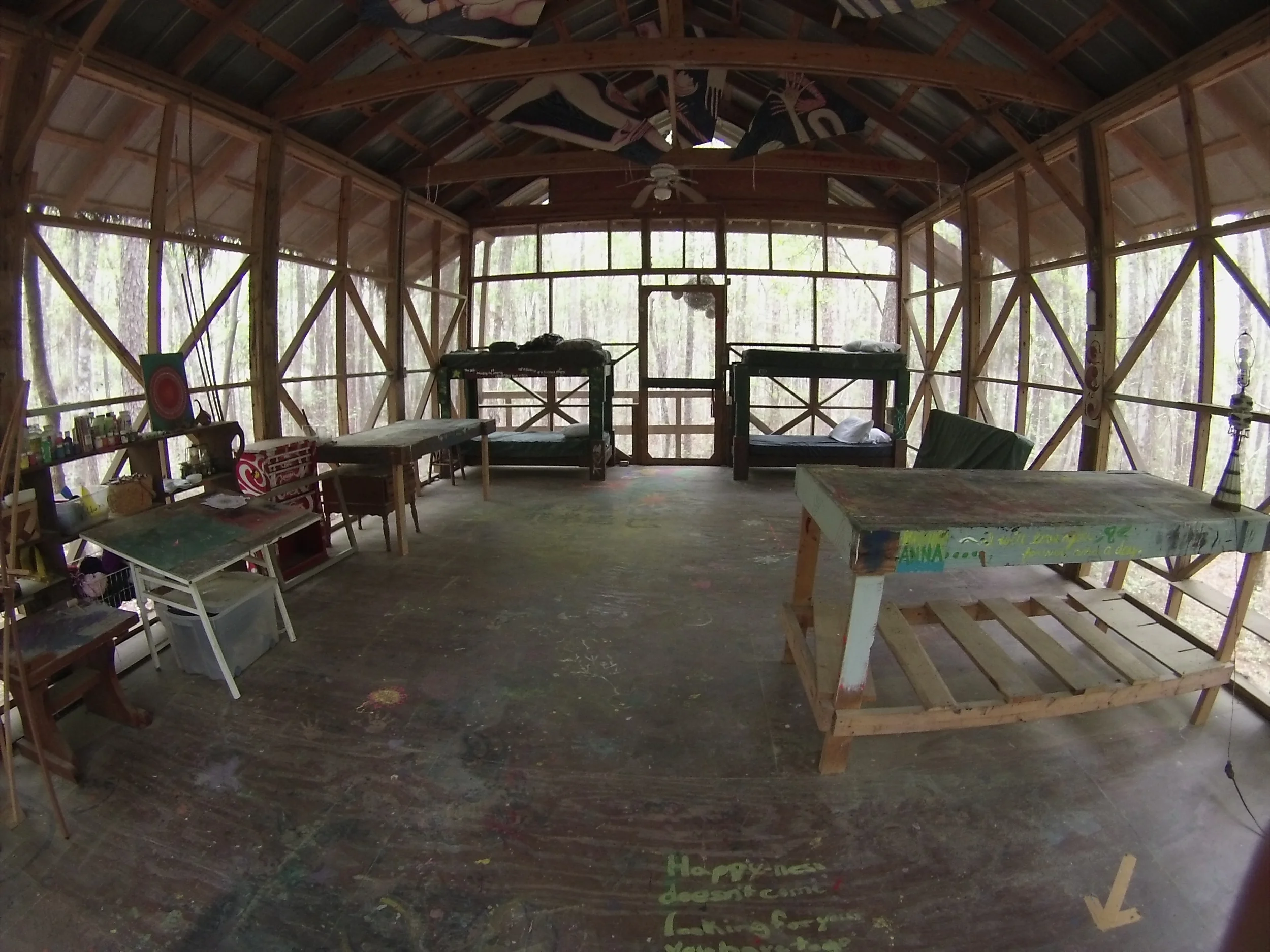 The art room, and also the overflow room where I got to stay during my time at the hostel. Beautiful morning view to wake up to.