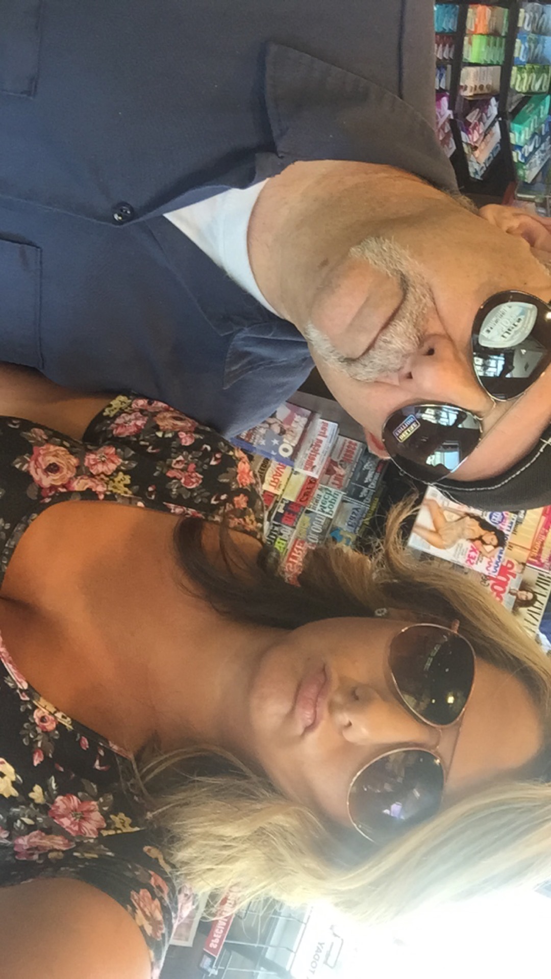 Bill (my dad) and I staying fresh at a truck stop in Belleville, IL