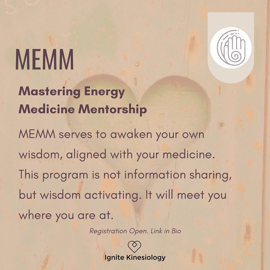 ⚡️M E M M Registration is now OPEN!⚡️

This powerful mentorship is for anyone looking to expand their awareness of energy medicine from a wide variety of perspectives. 

You will be offered an invitation to activate your own wisdom in accordance to y