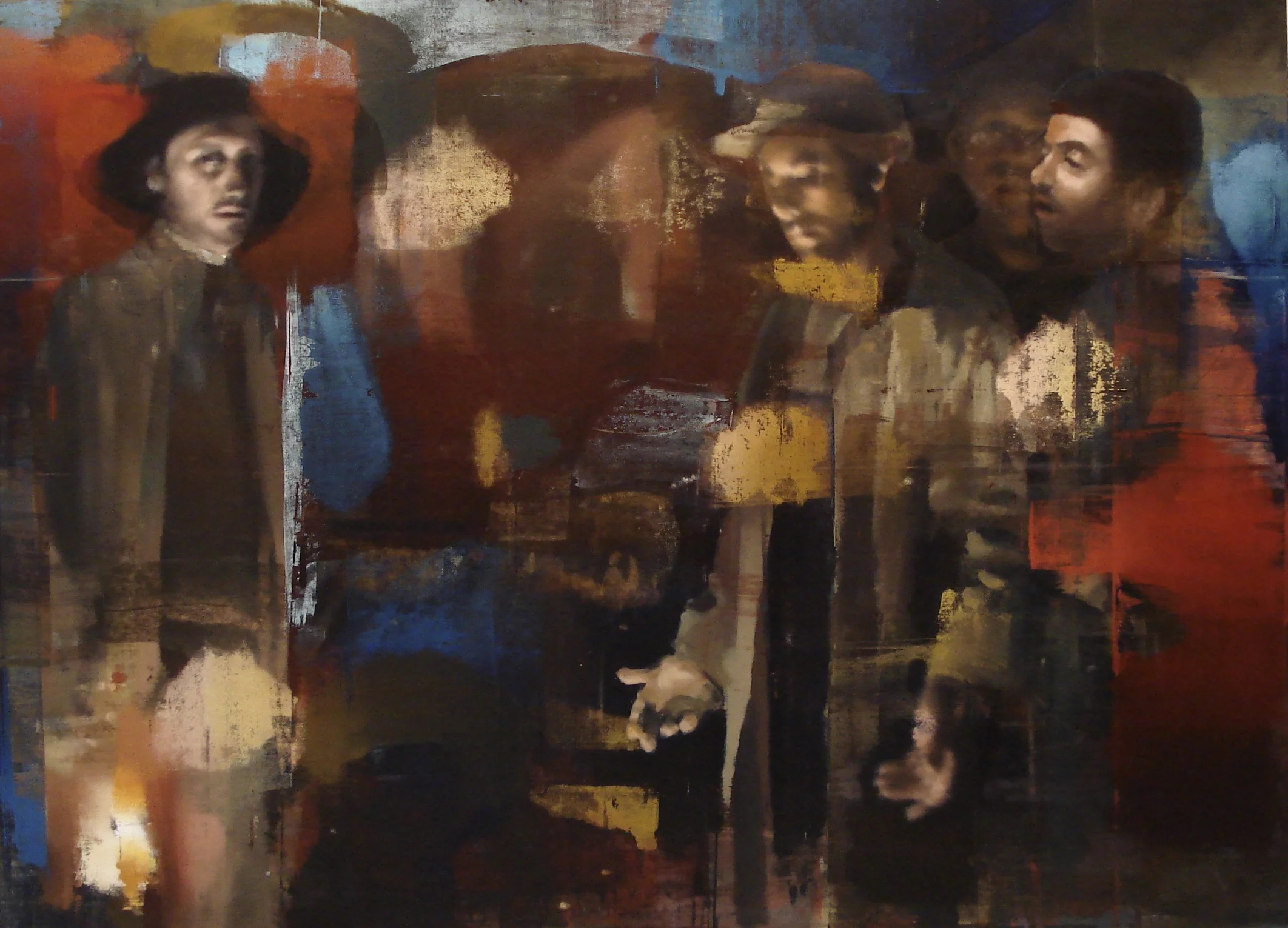 In the Mines, Oil on Linen on Panel, 2009, Triptych (78" x 108"), Center Panel