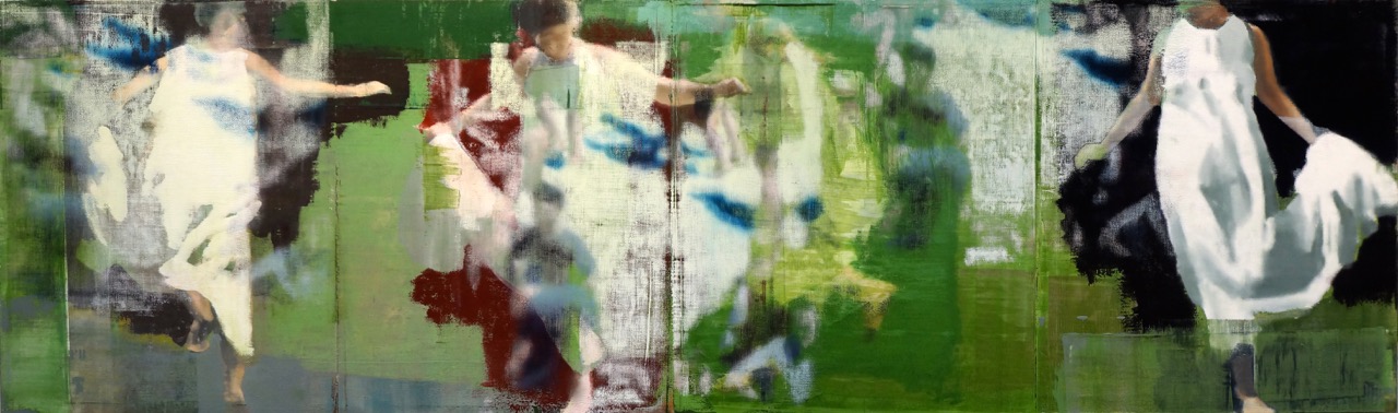 Jump, Oil on Linen on Panel, 2014, 30" x 100"