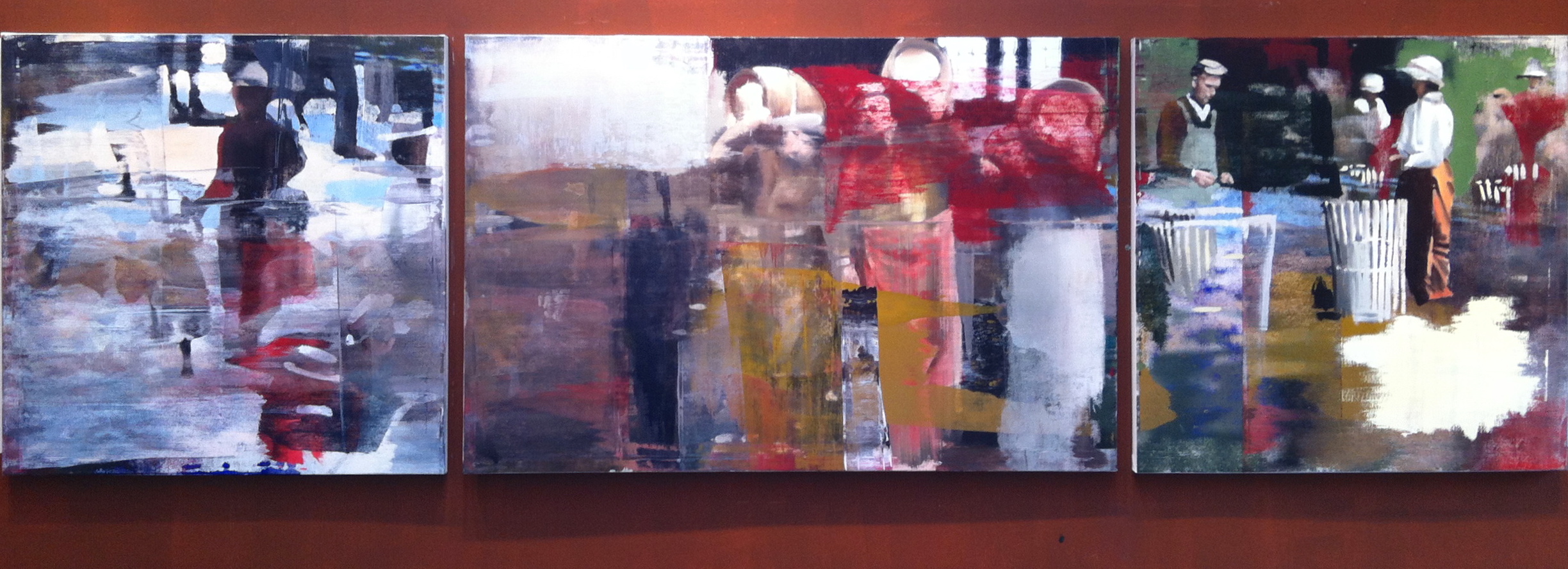 5. Moving the Barrels, Oil on Linen on Panel, 2013, 48” X 168”