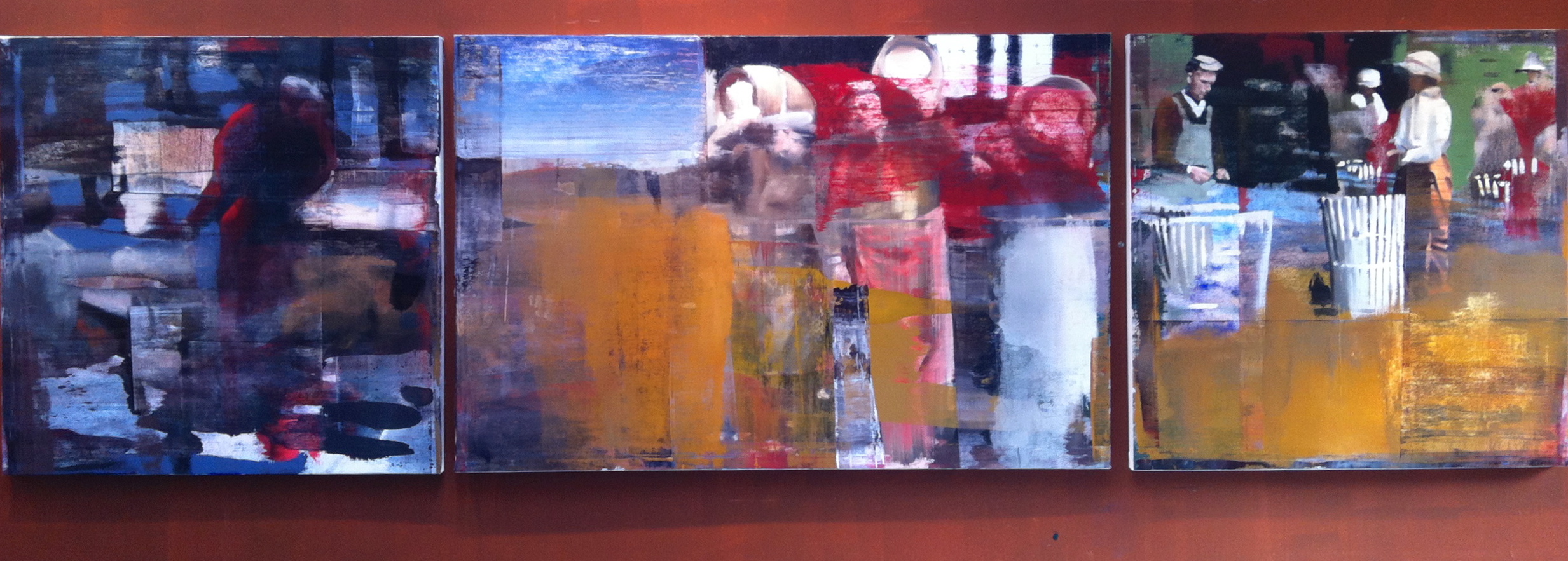 9. Moving the Barrels, Oil on Linen on Panel, 2013, 48” X 168”