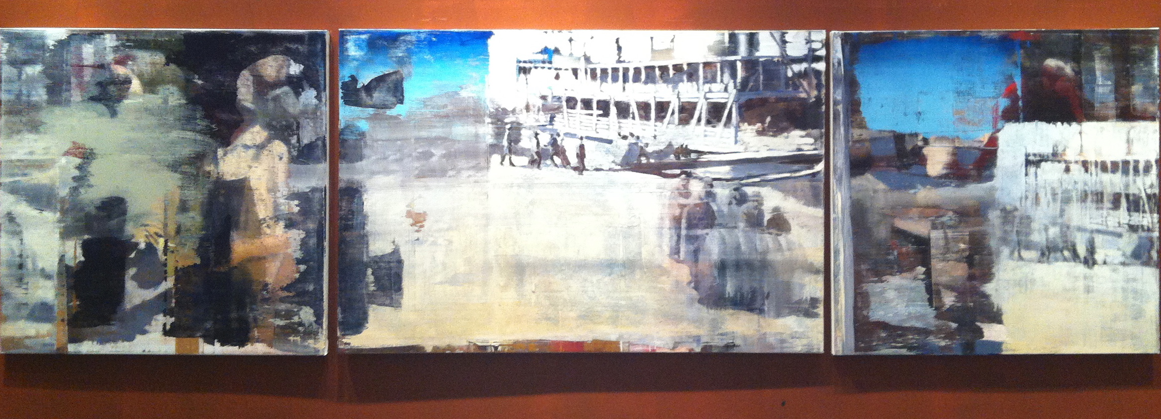 11. Moving the Barrels, Oil on Linen on Panel, 2013, 48” X 168”