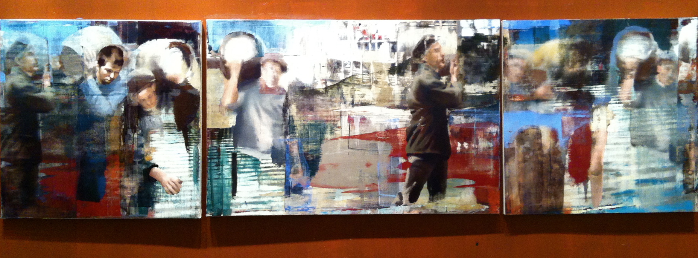 17. Moving the Barrels, Oil on Linen on Panel, 2013, 48” X 168”