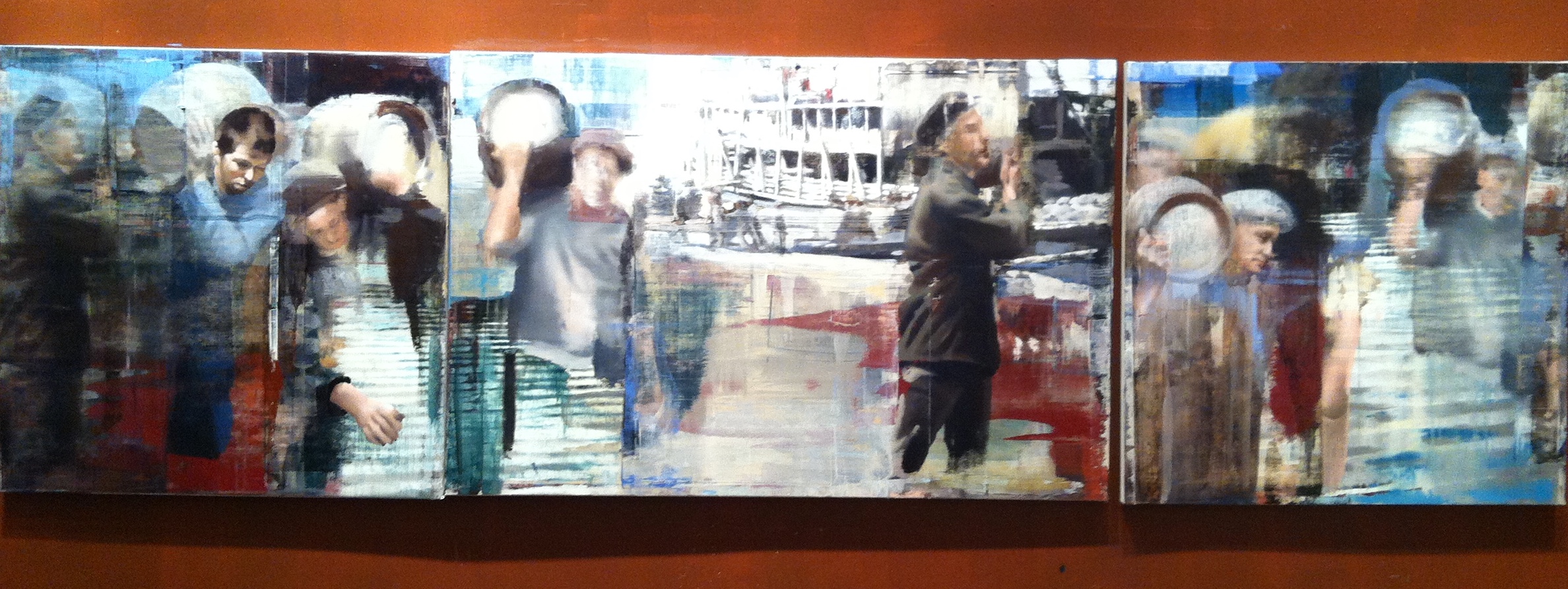 19. Moving the Barrels, Oil on Linen on Panel, 2013, 48” X 168”