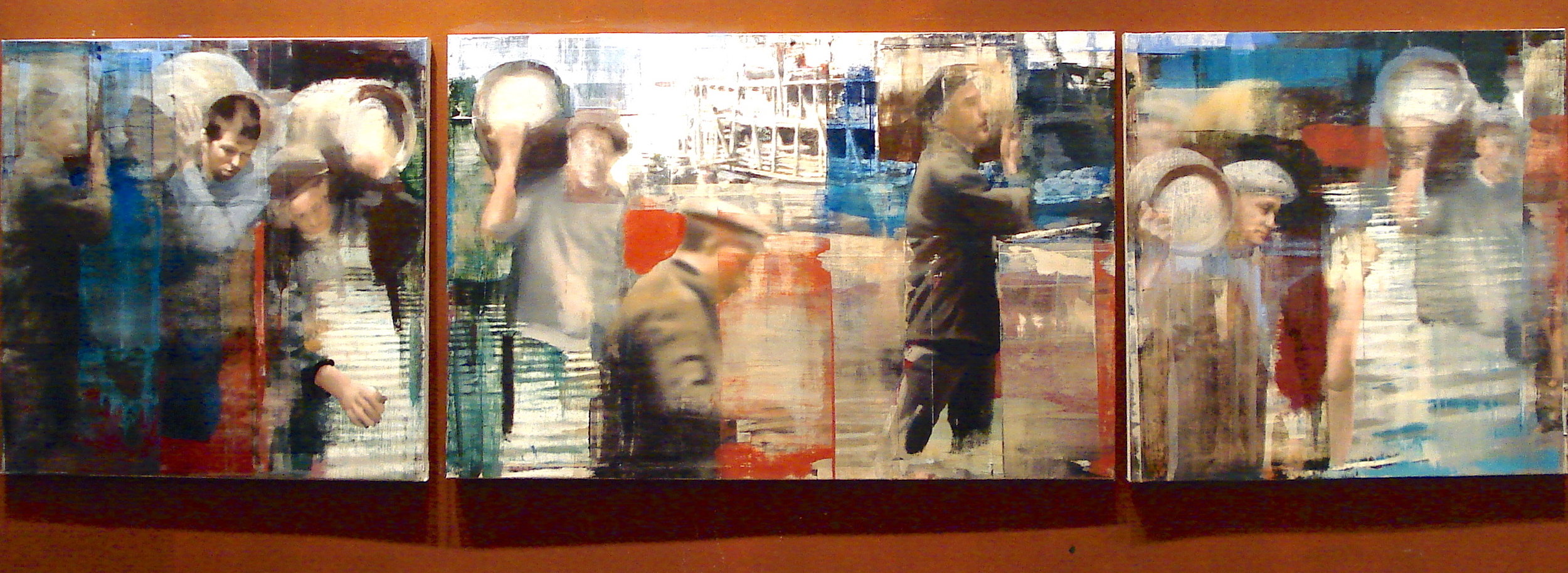 20. Moving the Barrels, Oil on Linen on Panel, 2013, 48” X 168”