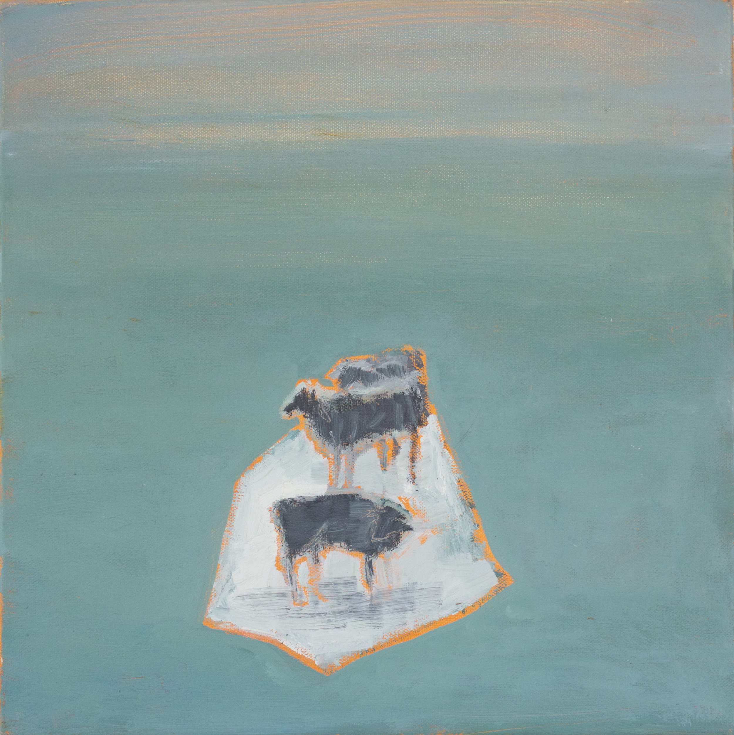  Herd on Blue Ice  2019  oil on canvas  14" x 14" 