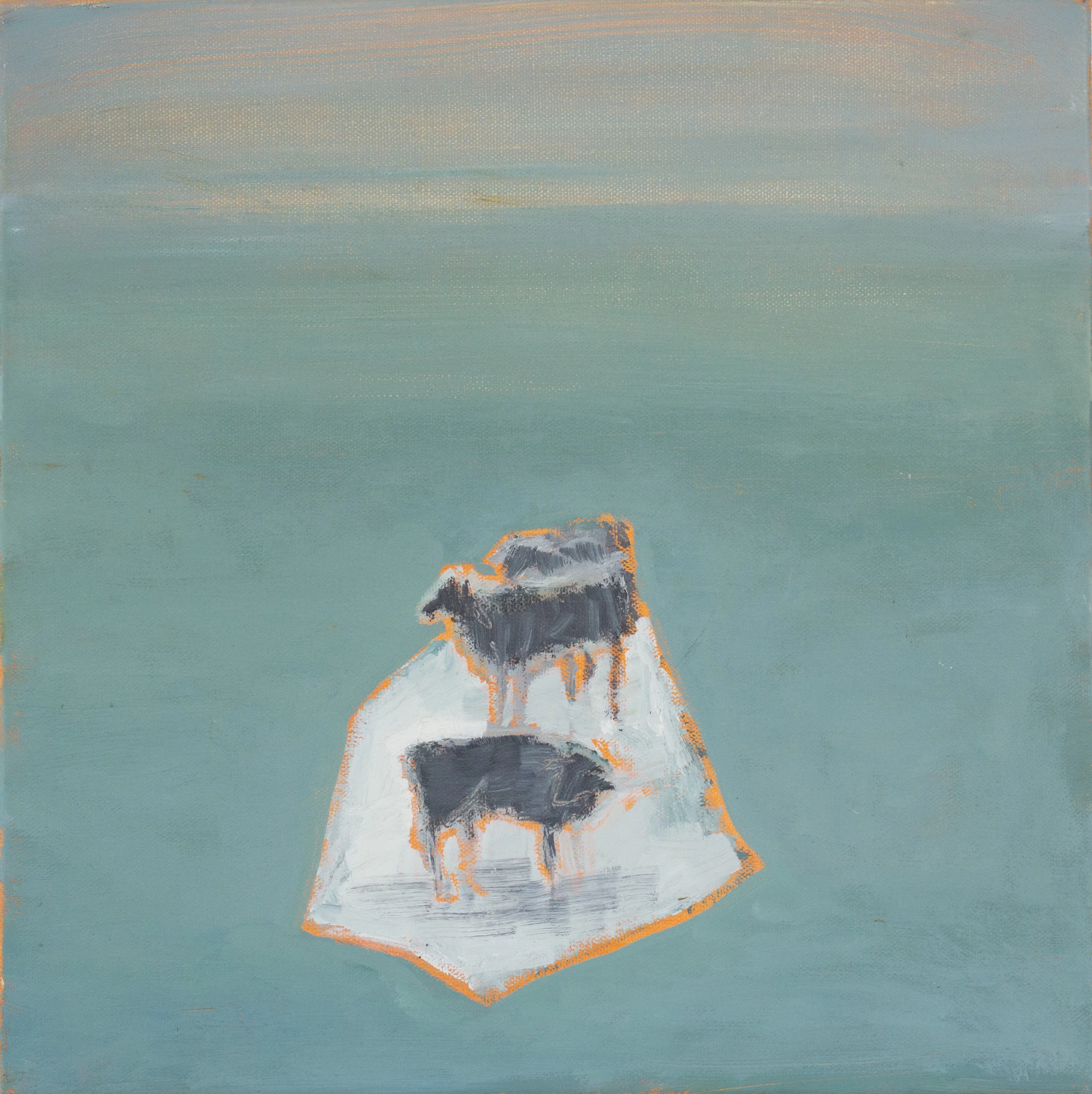 Herd on Blue Ice 2019 oil on canvas 14" x 14"