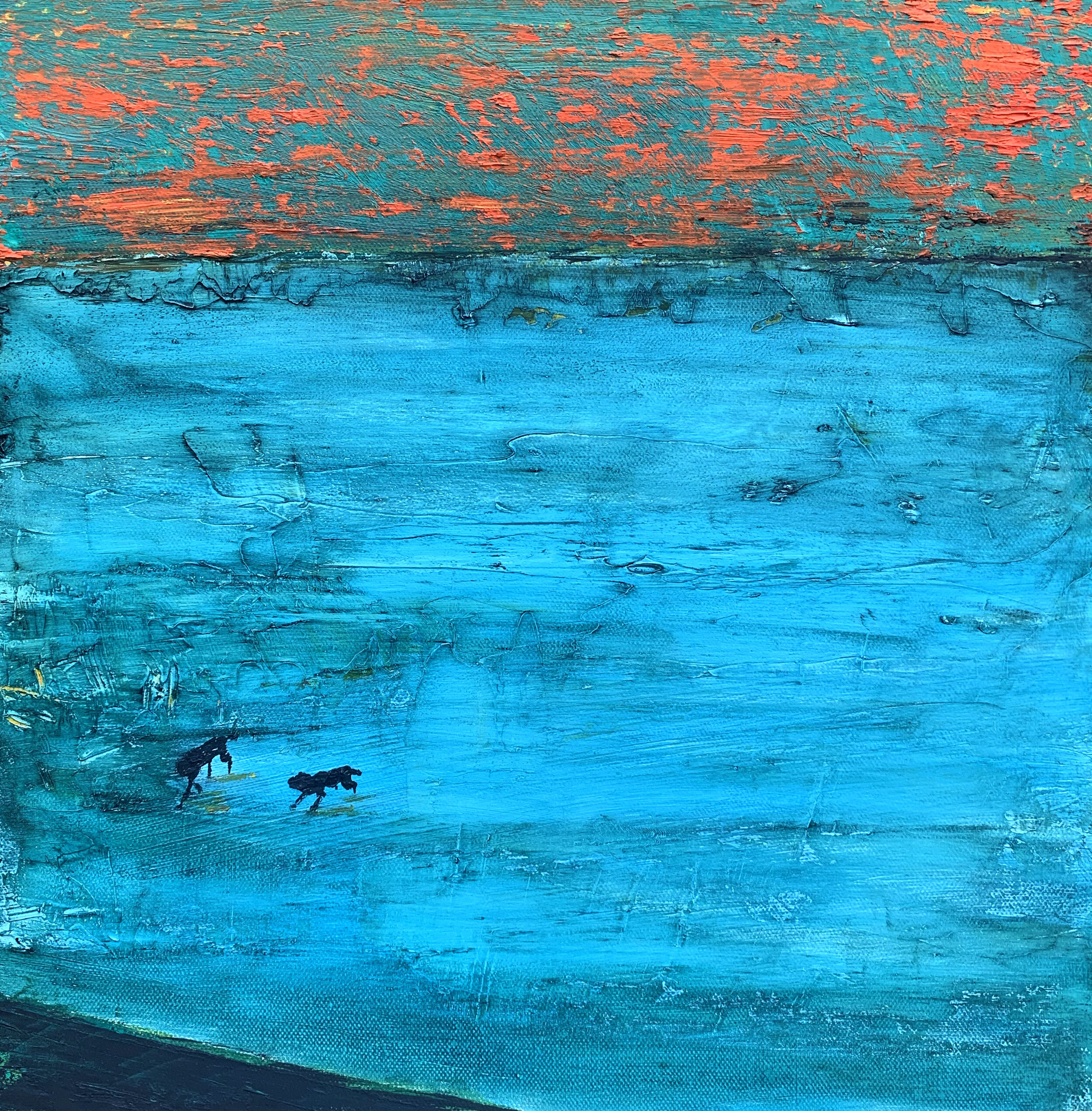  Dog Flight + Orange Sky    2021    oil on canvas    14" x 14" 