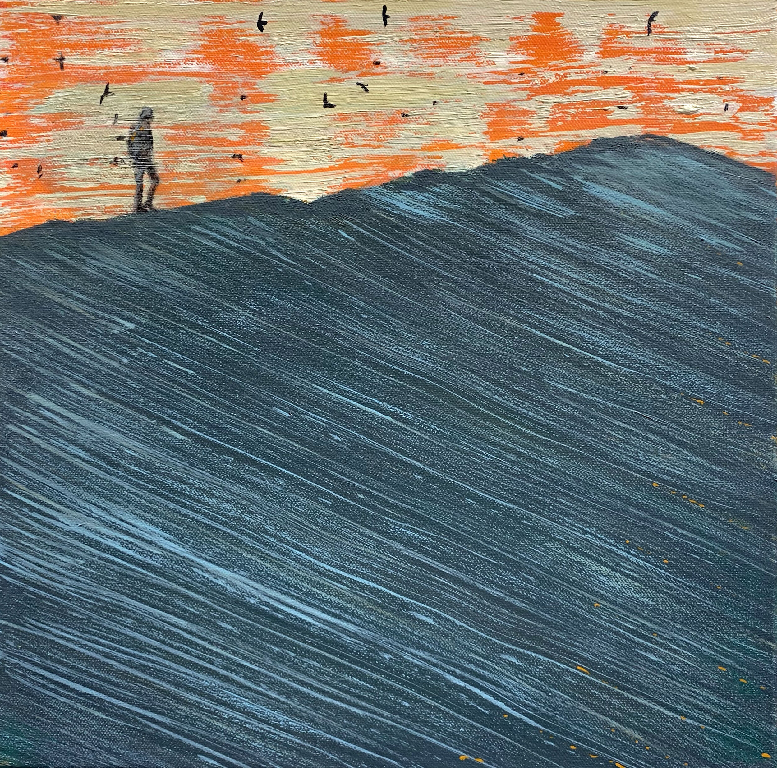  Ridge + Orange Sky    2021    oil on canvas    14" x 14" 