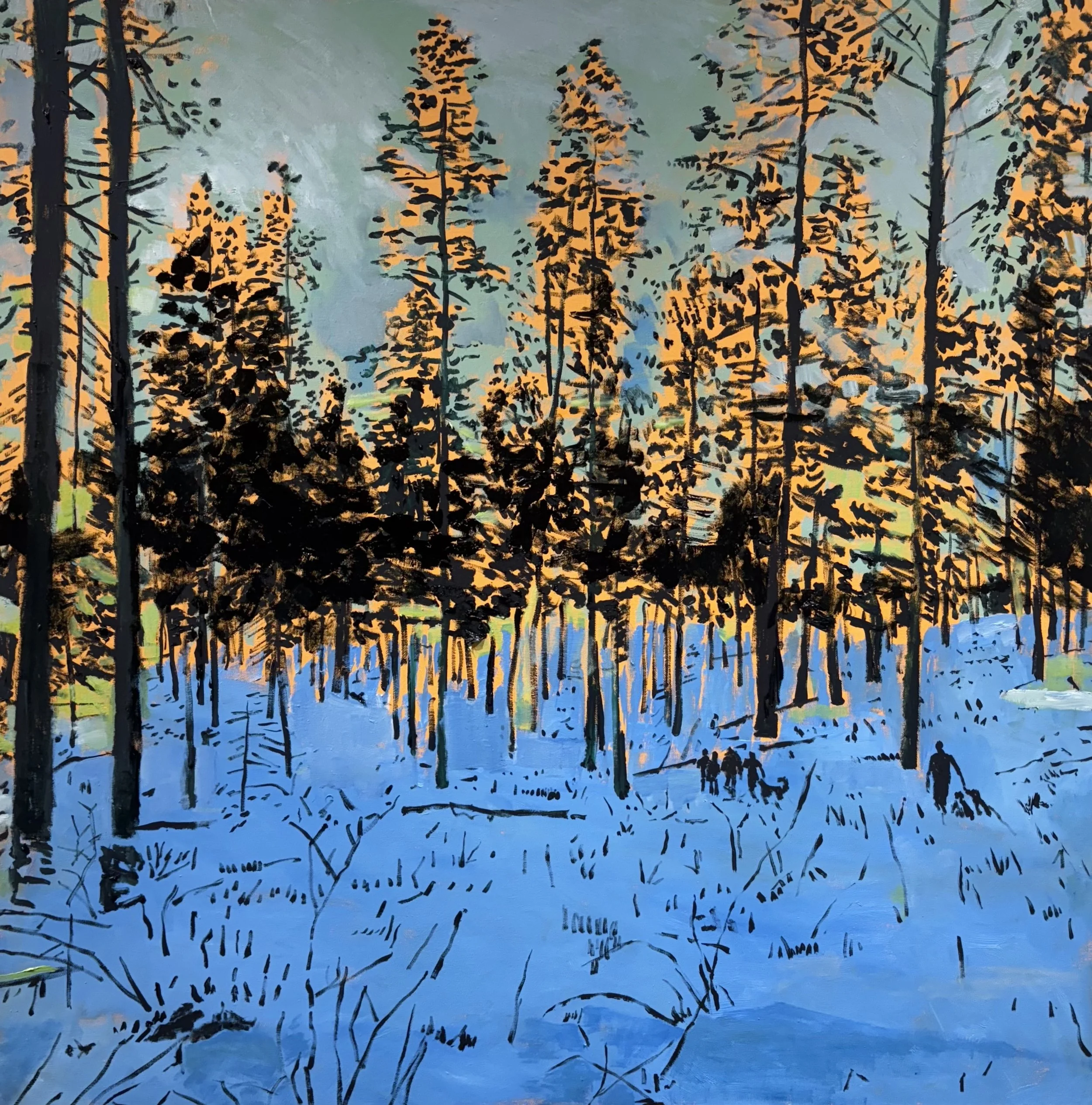  Winter Hike - Orange Light  2026  oil on canvas  36” x 36” 