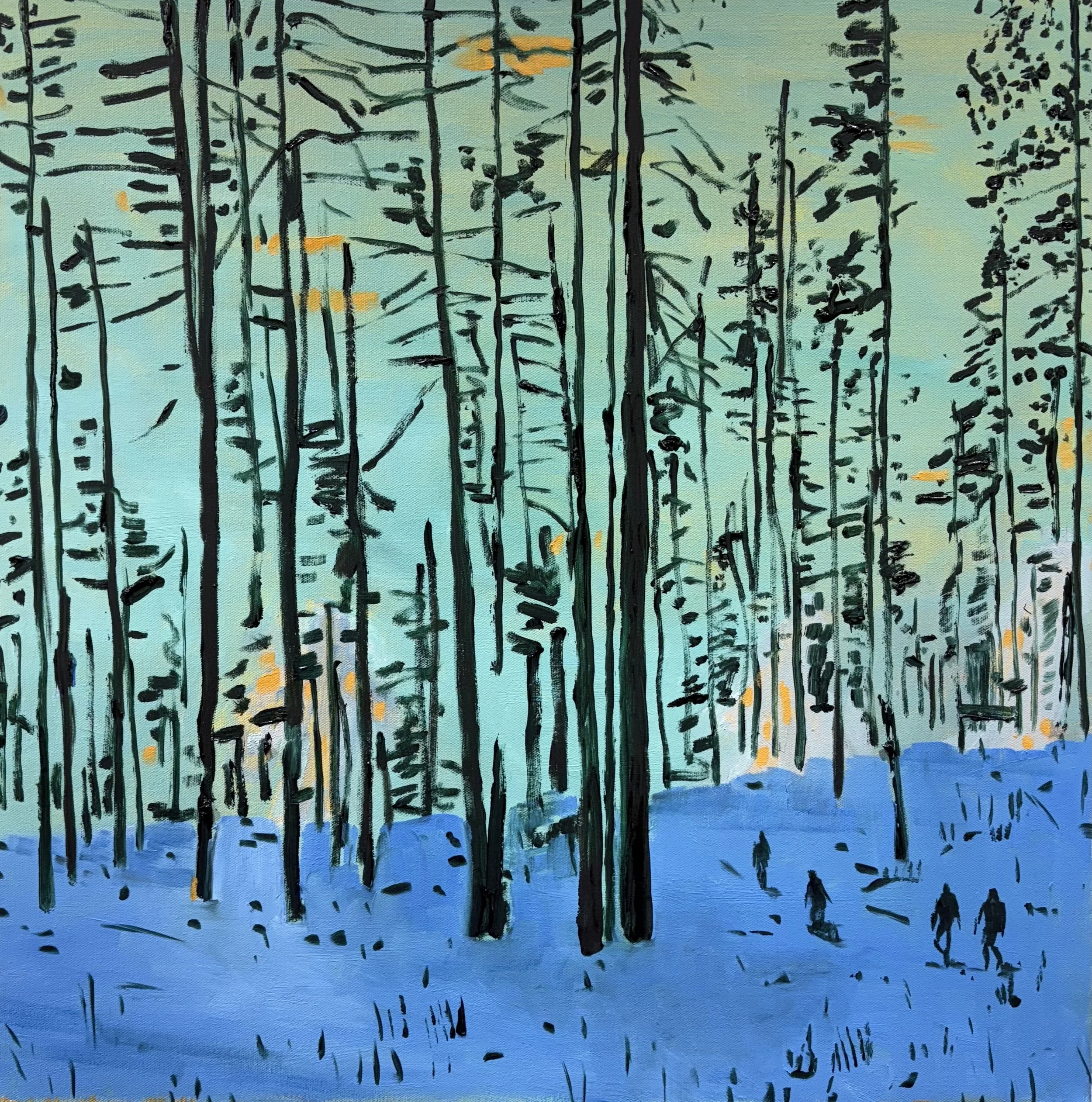  Winter Hike - Mint Sky  2025  oil on canvas  24” x 24” 