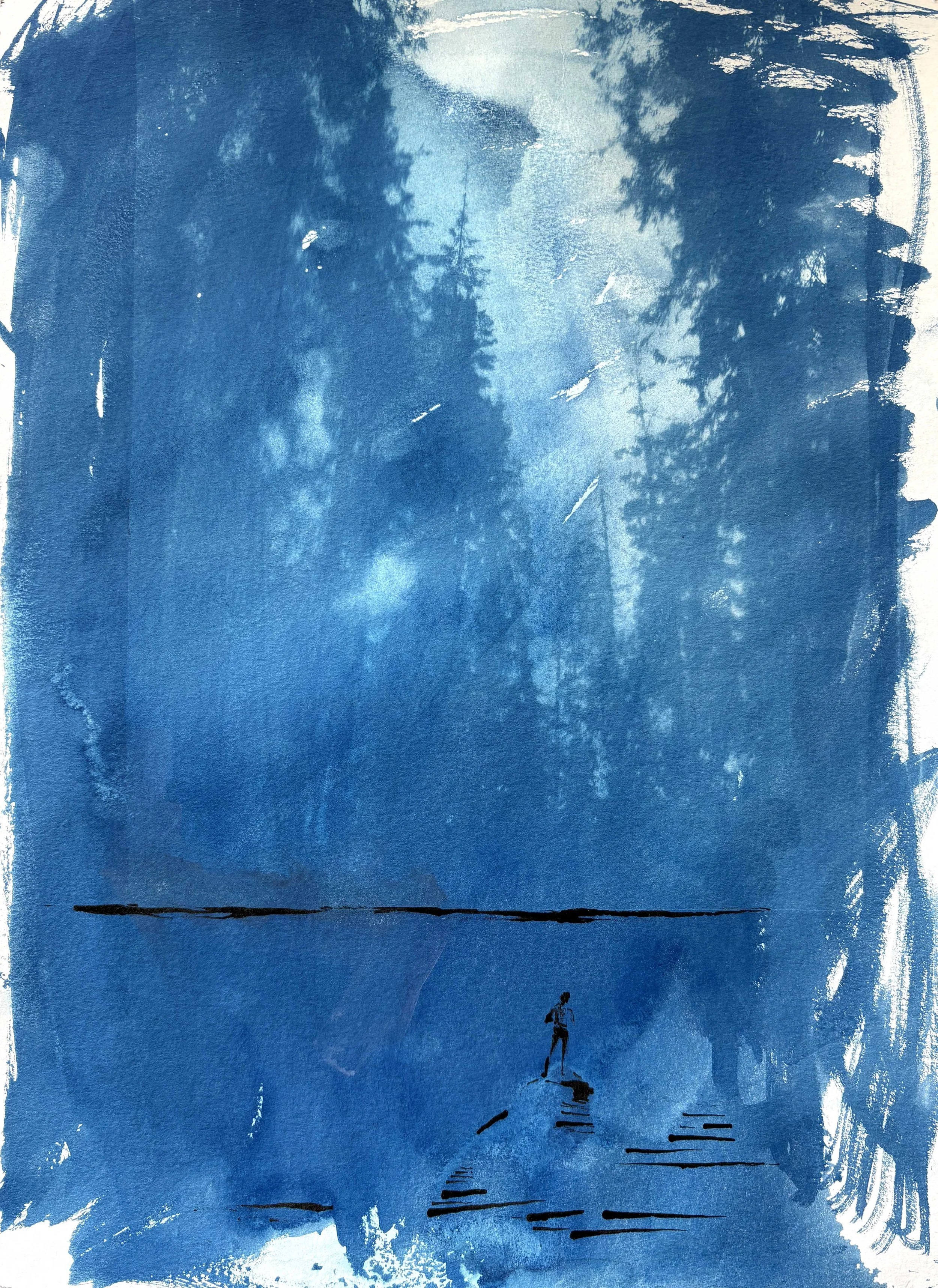  2025  Cyanotype + Ink on paper  11” x 14” 