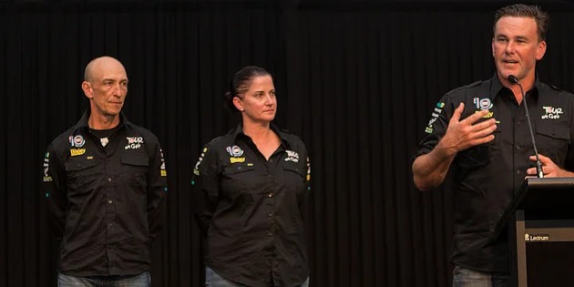 Gary, Sam &amp; Geoff, at finale of 10th Anniversary Tour &amp; reaching 2.8mil Raised for event and 4.5mil for the year to date. Just Awesome.