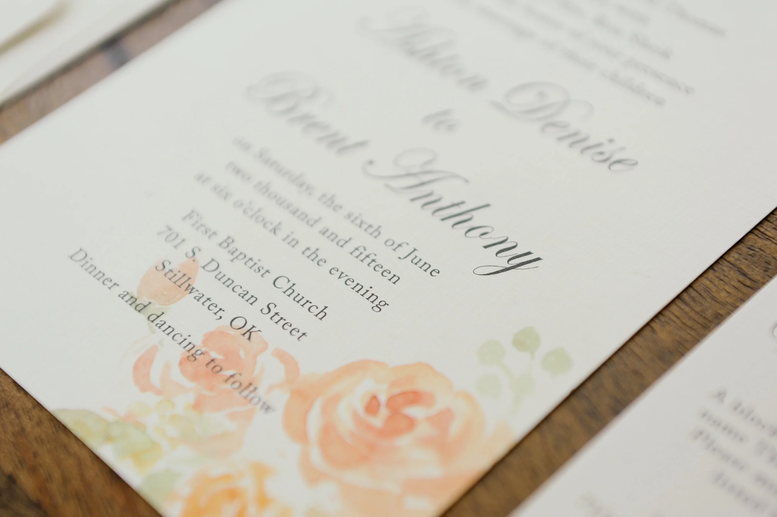My head was spinning with images of soft floral designs for their invitation suite. 