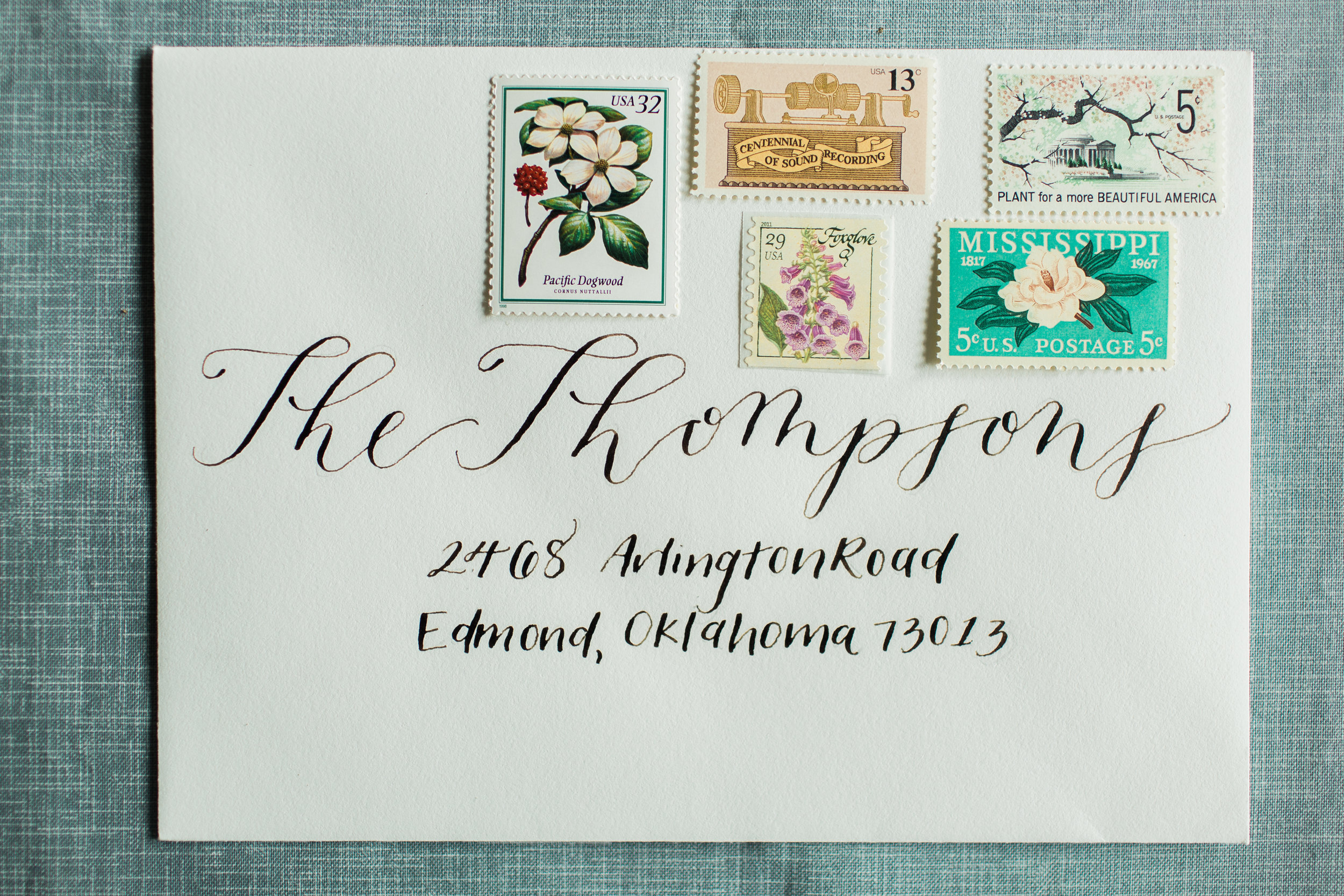 Modern Addressed Envelope with Danielle Calligraphy Style 