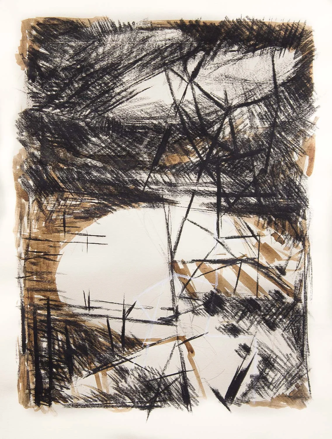 Untitled (Estuary with Scaffold) , 2015 mixed-media on paper 22 x 30"