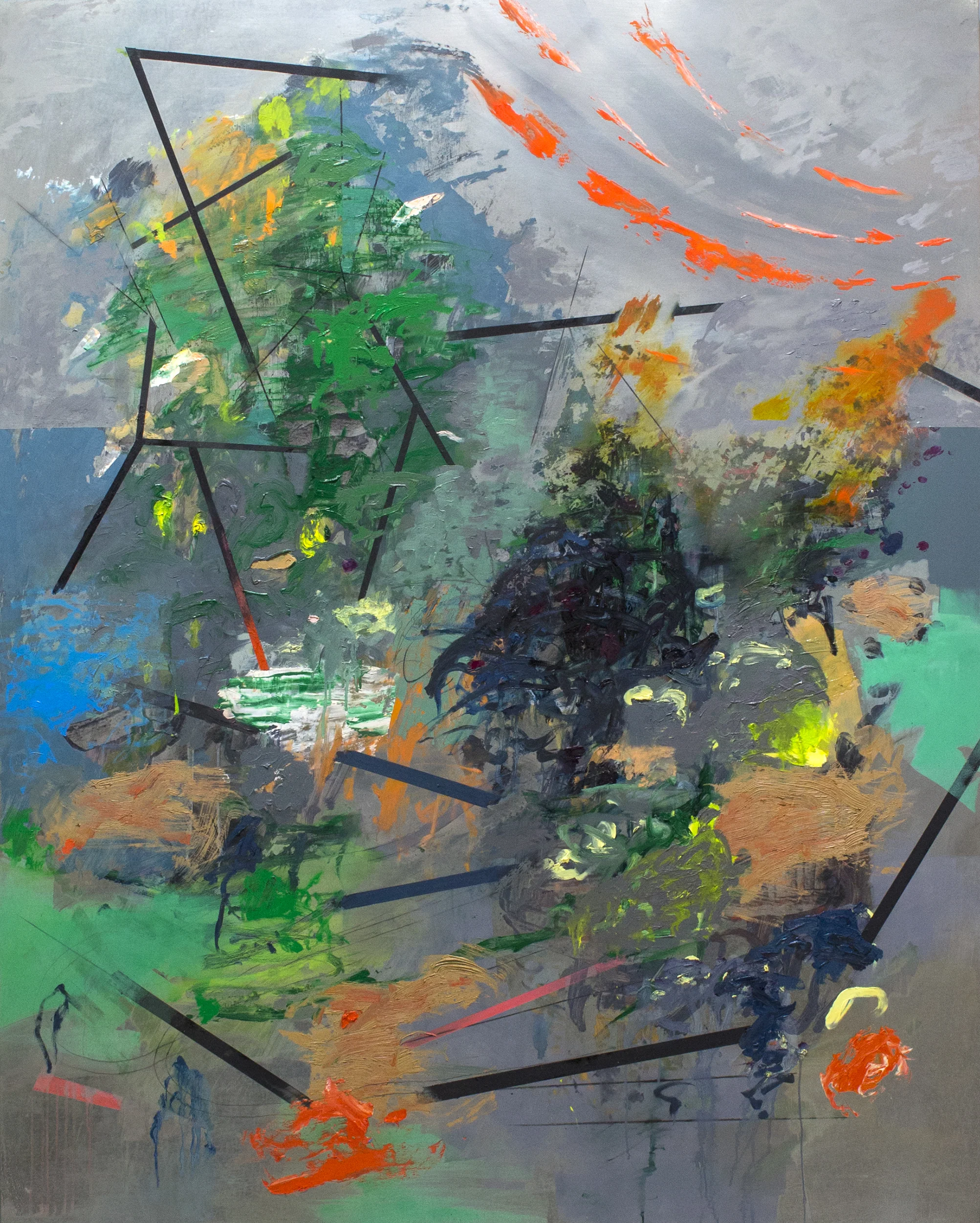 Overhead and Beneath , 2017 oil on galvanized metal 48 x 60"