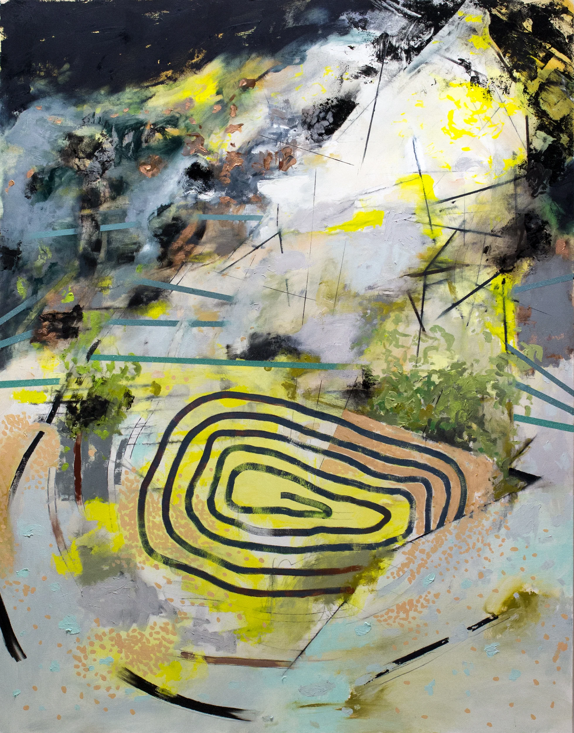 Songlines & Strip Mines , 2018 oil on canvas 48 x 61.5”