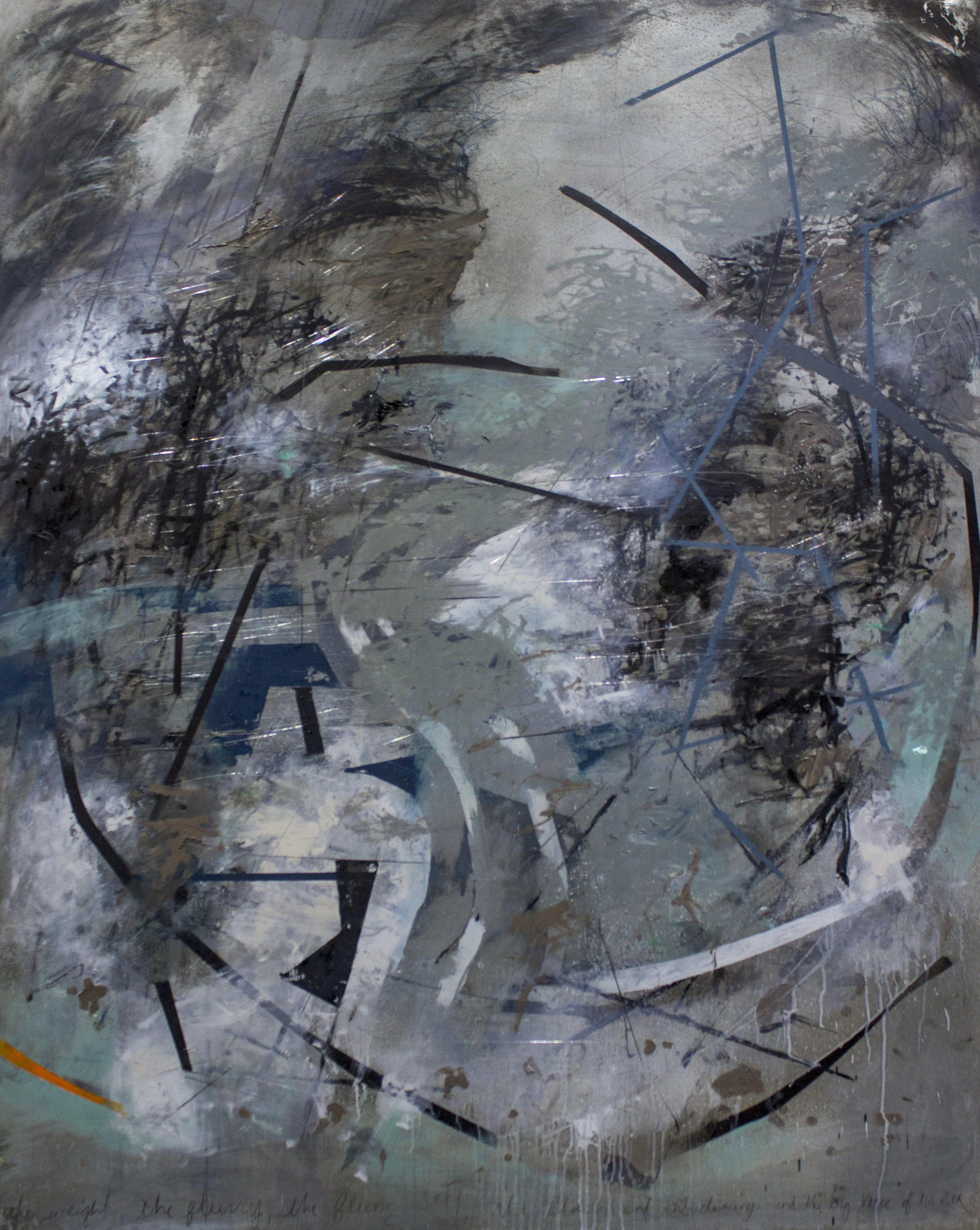 Flung Salt & Flash , 2017 oil on galvanized metal 48 x 60"
