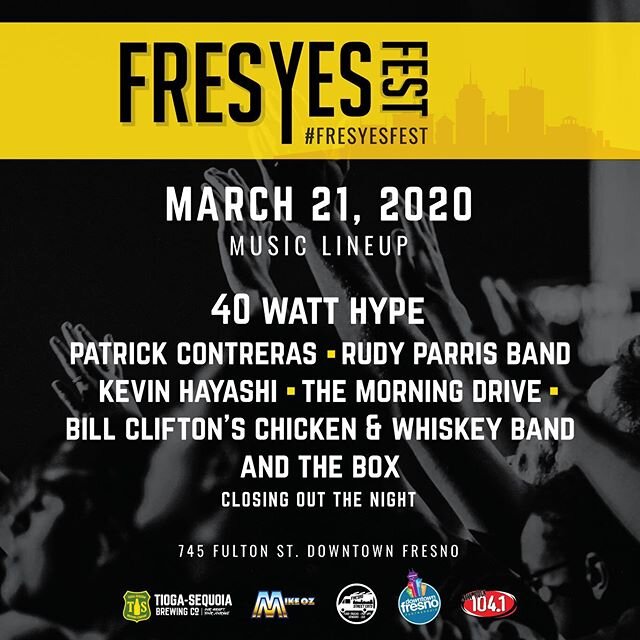 The annual @fresyesfest is upon us and this year we&rsquo;ve been asked to kick things off Sat, Mar 21 at 1pm! Thanks to our fans who, in the words of @mikeoz, annoyed the organizers so much last year they had to put us on (😘 @jayfizzle1002). Excite
