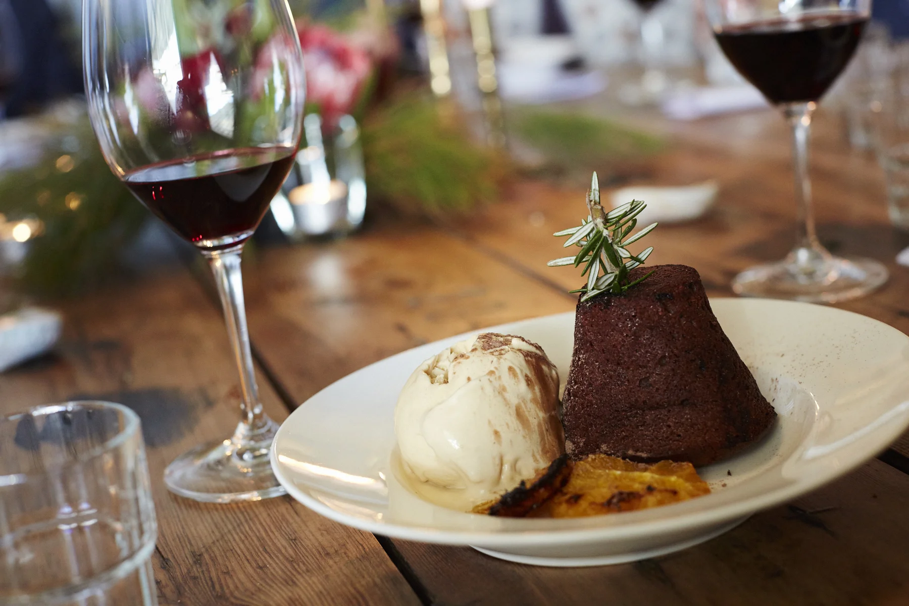 Moores Hill Cabernet Merlot matched the robust flavours of dessert