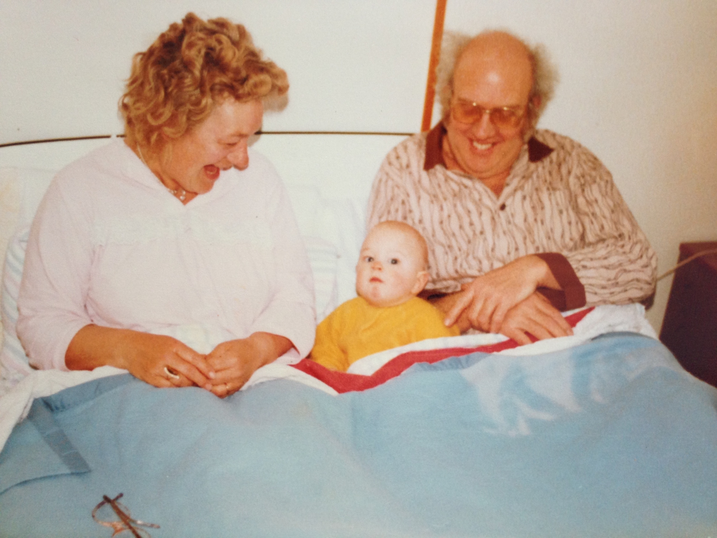 Self-portrait with Grandparents. Abersoch, c.1980.