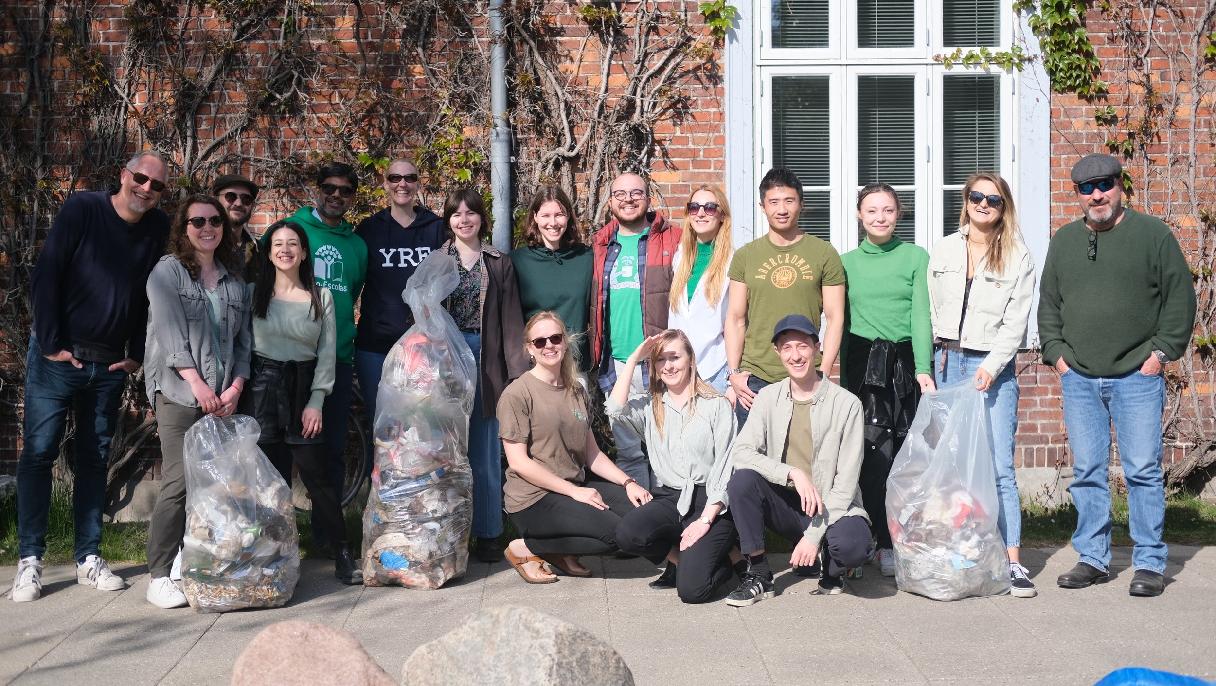 The whole team with the picked litter