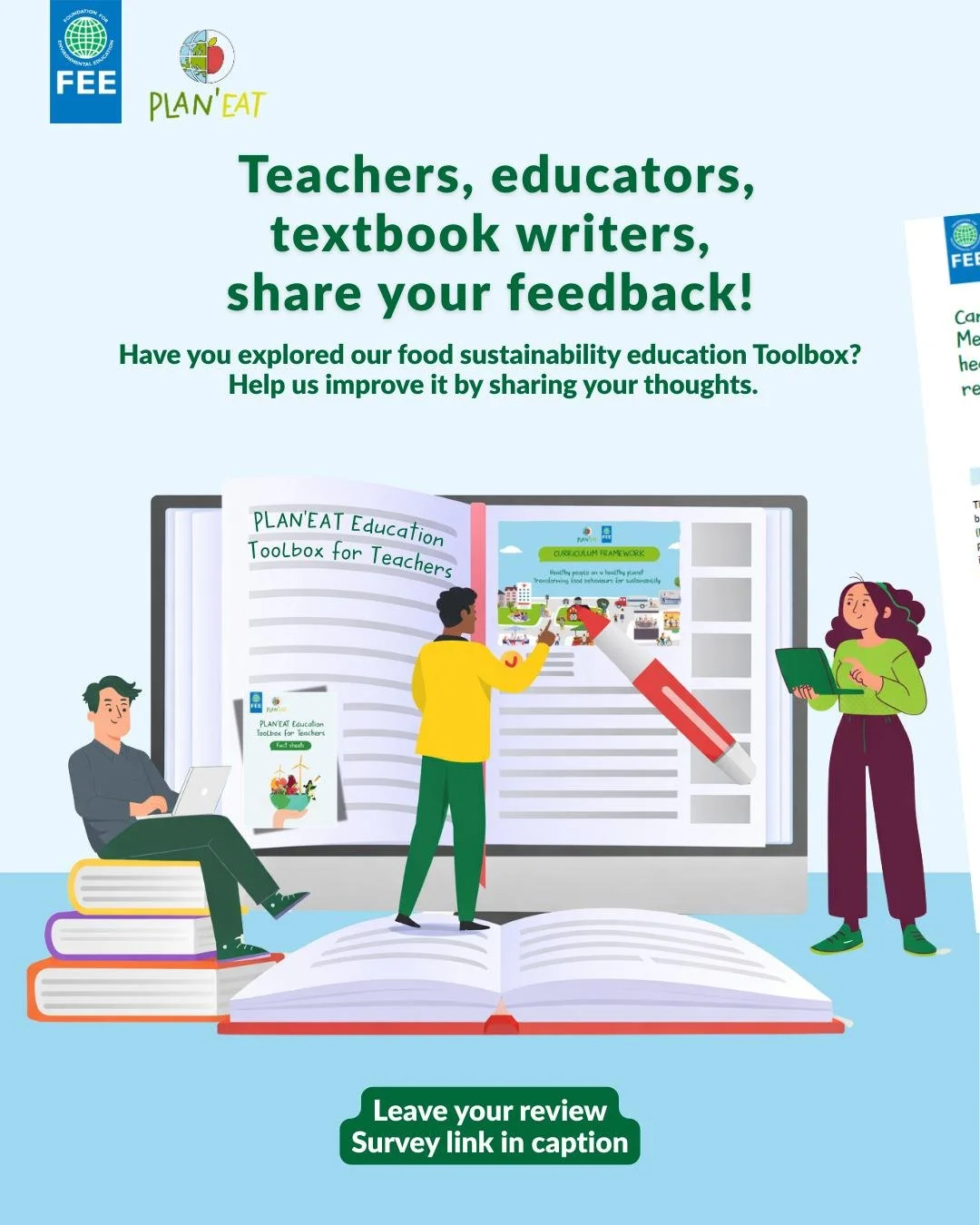 👩&zwj;🏫 Teachers, educators, and textbook writers: share your feedback and get acknowledged in our publication!

Through @planeat.eu , we have developed 7 ready-to-use lesson plans and 4 Project-Based Learning (PBL) activities about food sustainabi