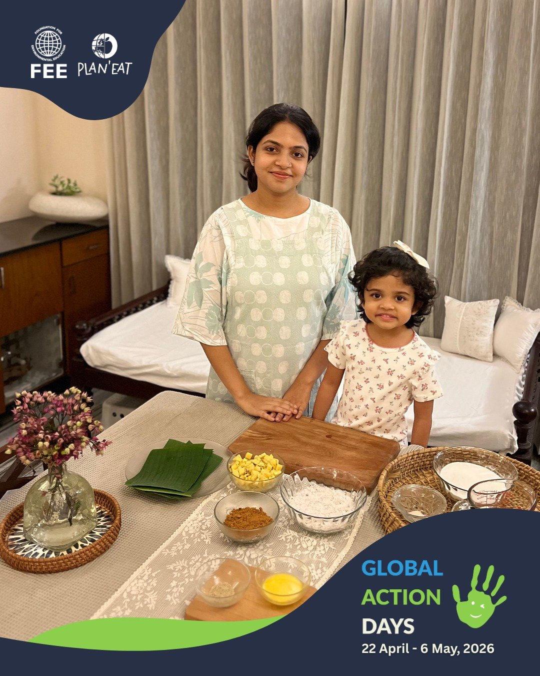 From kitchen to culture 💛

Mary Joe, FEE's Research &amp; Data Assistant, and her daughter Emma explored Global Action Days 2026 Activity 3: Recipes with Roots by preparing Ela Ada, a traditional sweet from Kerala, India.

&ldquo;Ela&rdquo; means le