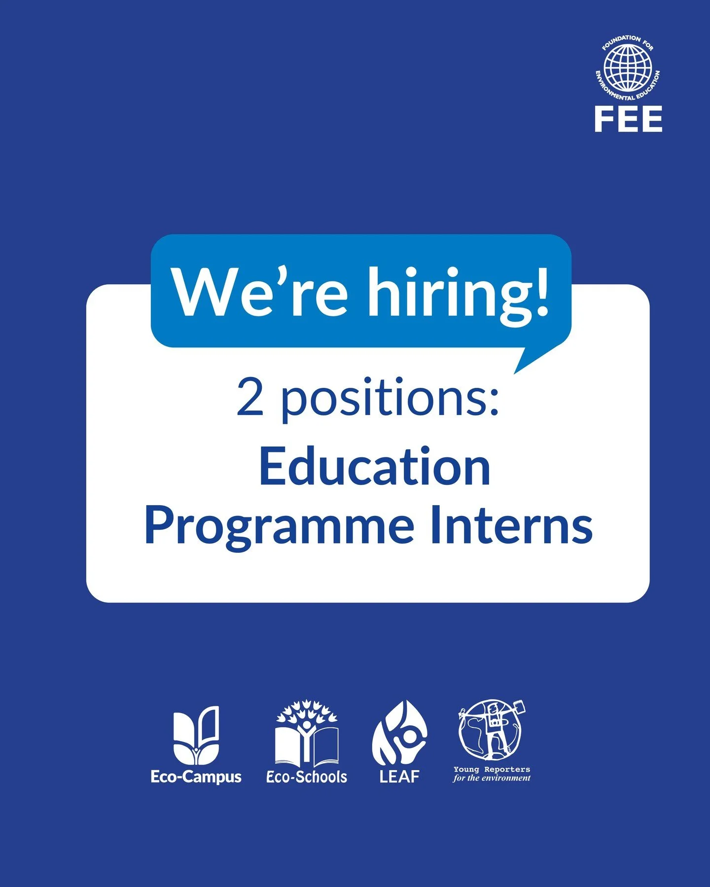 🌐 Passionate about sustainability, youth-focused education and digital communications? Join the Foundation for Environmental Education (FEE) as our Education Programme Intern!

We&rsquo;re looking for 2 Education Programme Interns to assist with the