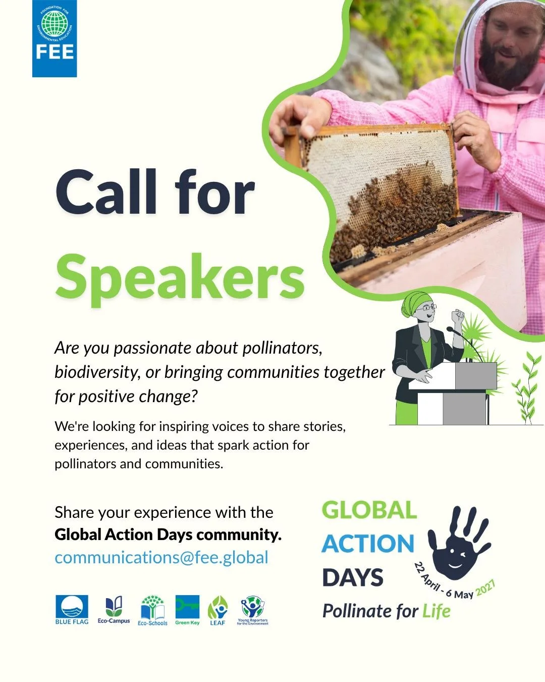 📢 Call for Speakers: Global Action Days 2027: Pollinate for Life 

Do you have a story that could inspire others to take action for pollinators?

For Global Action Days 2027, we're looking for inspiring voices to share practical experiences, innovat