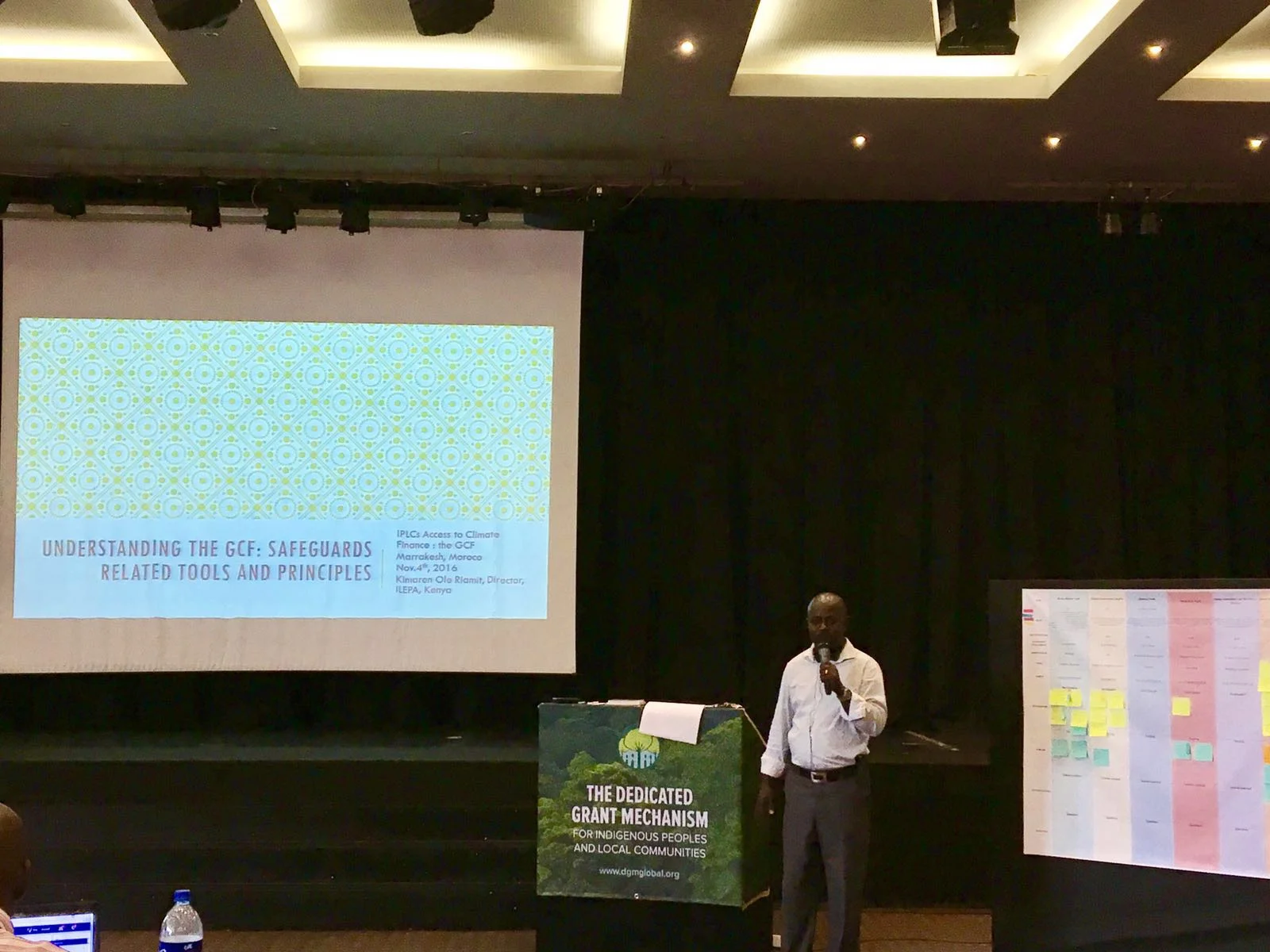 Kimaren Ole Riamit facilitated a session on IPLC engagement in the GCF at the DGM Global Exchange in Marrakech.
