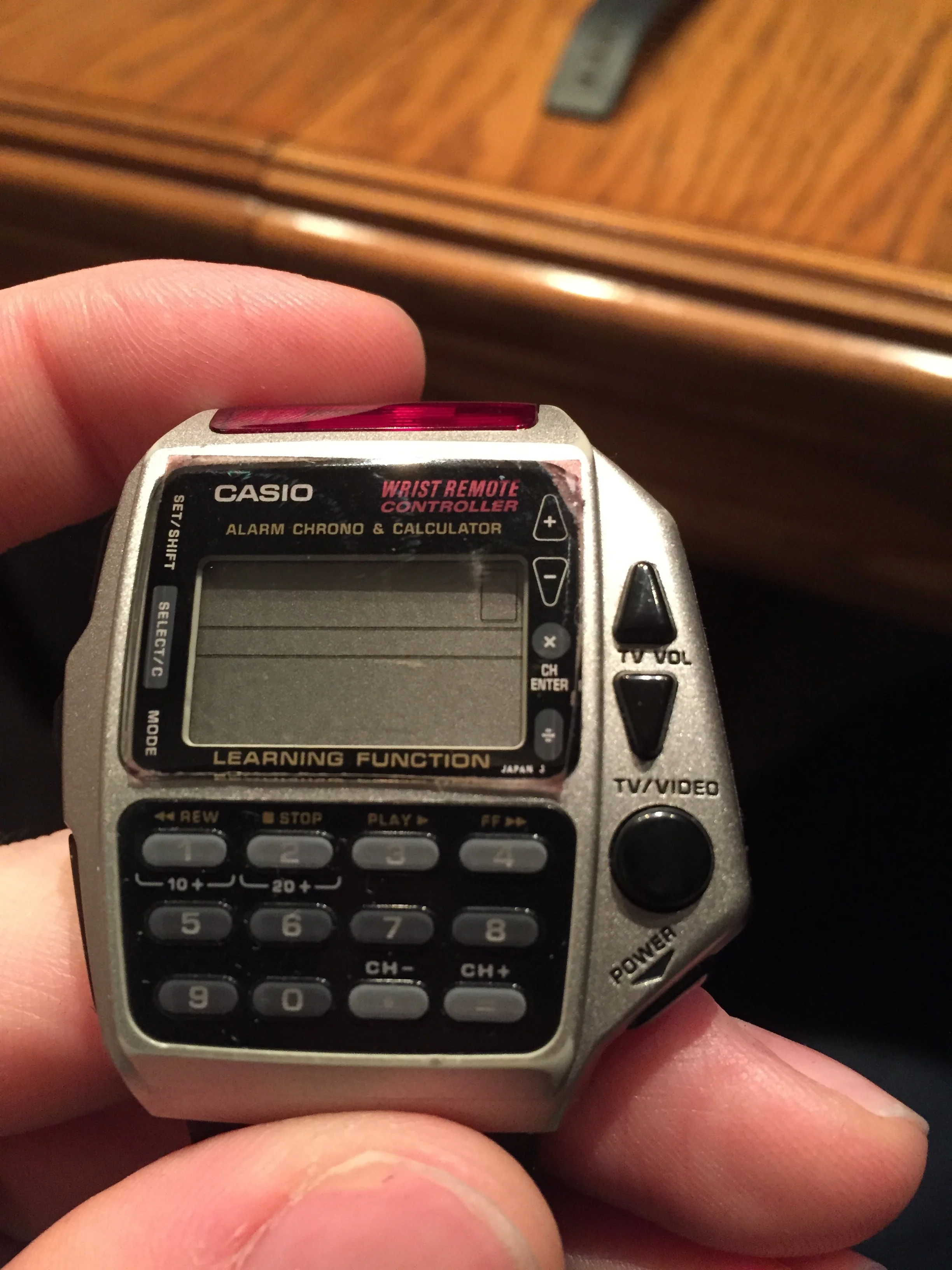 The universal remote watch. It's dead in this picture, but when it's not, I feel like freakin' James Bond.
