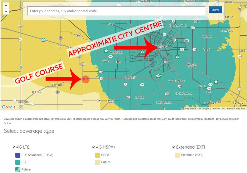 Courtesy of Bell's website—the golf course might not have the fastest coverage, but it should have some coverage...