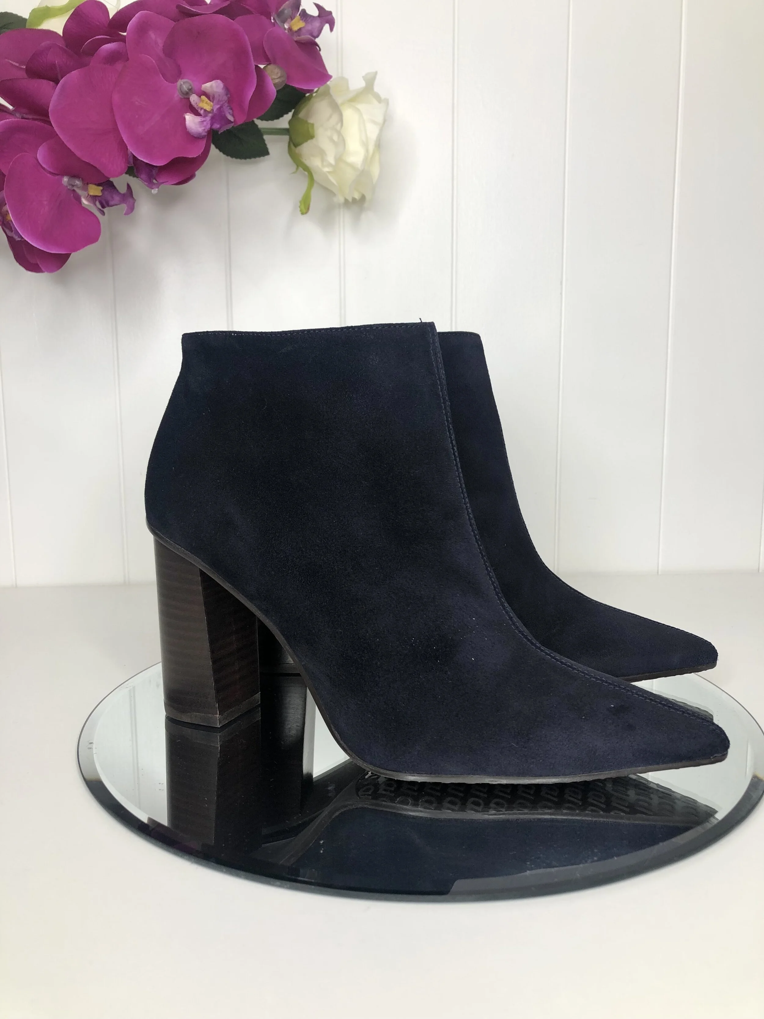 Lodi Navy Ankle Boot and Block Heel 
