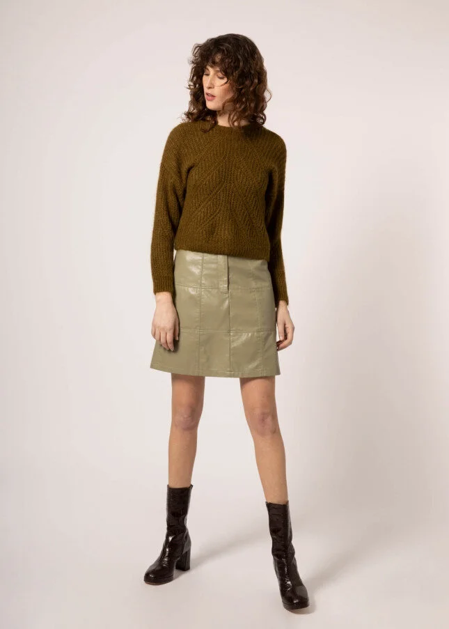 fitted suede mini skirt